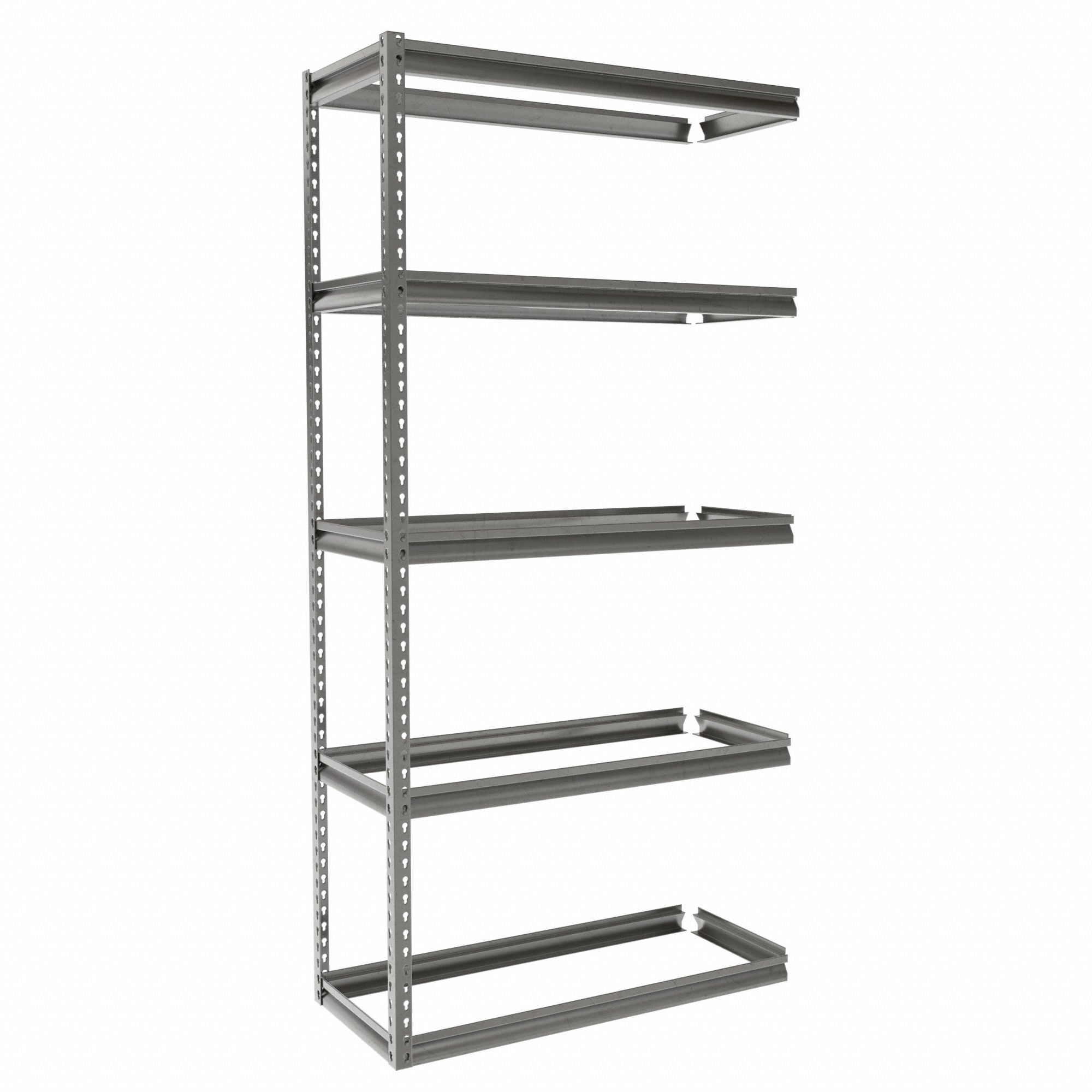 Boltless Shelving: Add-On, Medium-Duty, 42 in x 18 in, 84 in Overall Ht, 5 Shelves