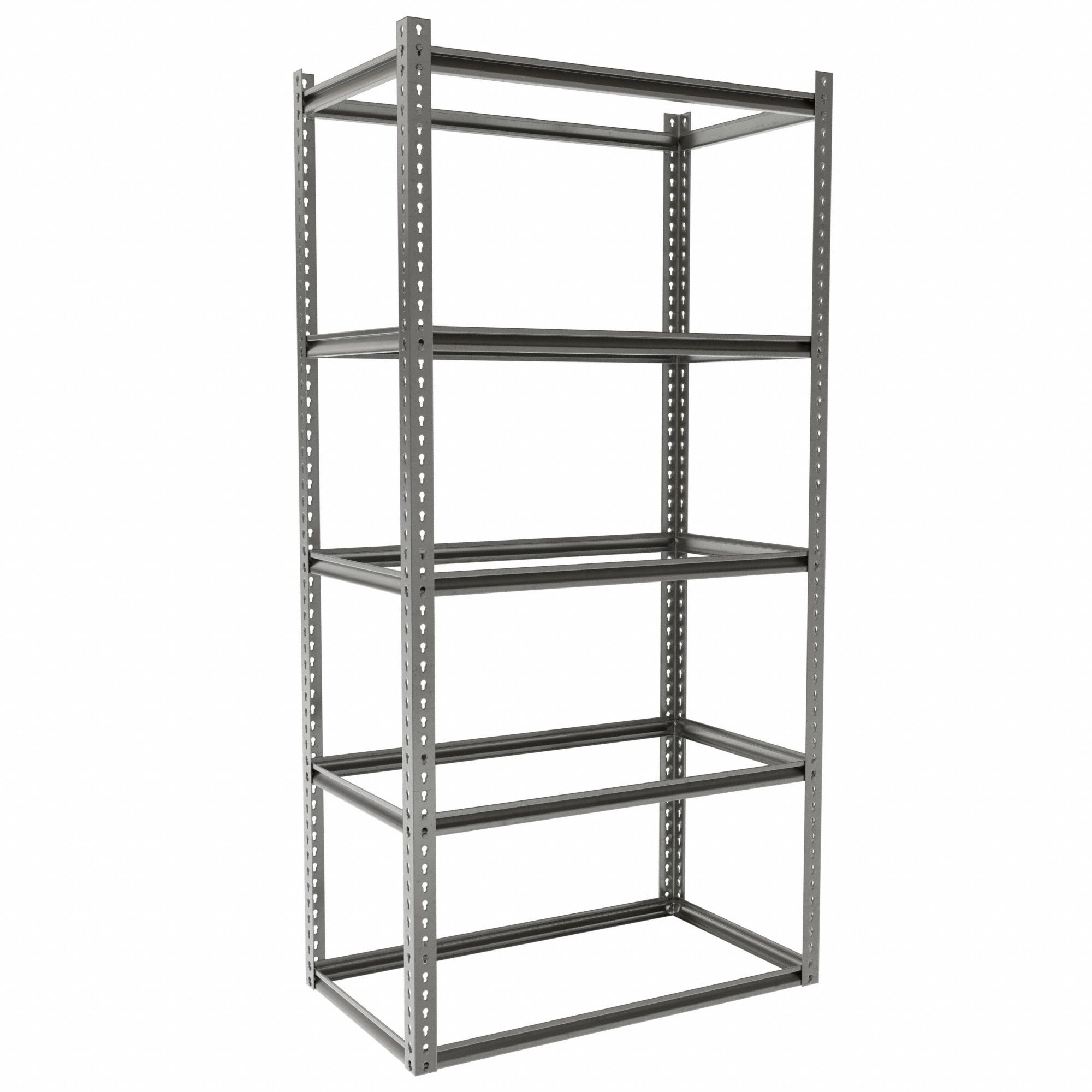 Boltless Shelving: Starter, Medium-Duty, 42 in x 24 in, 84 in Overall Ht, 5 Shelves, Open