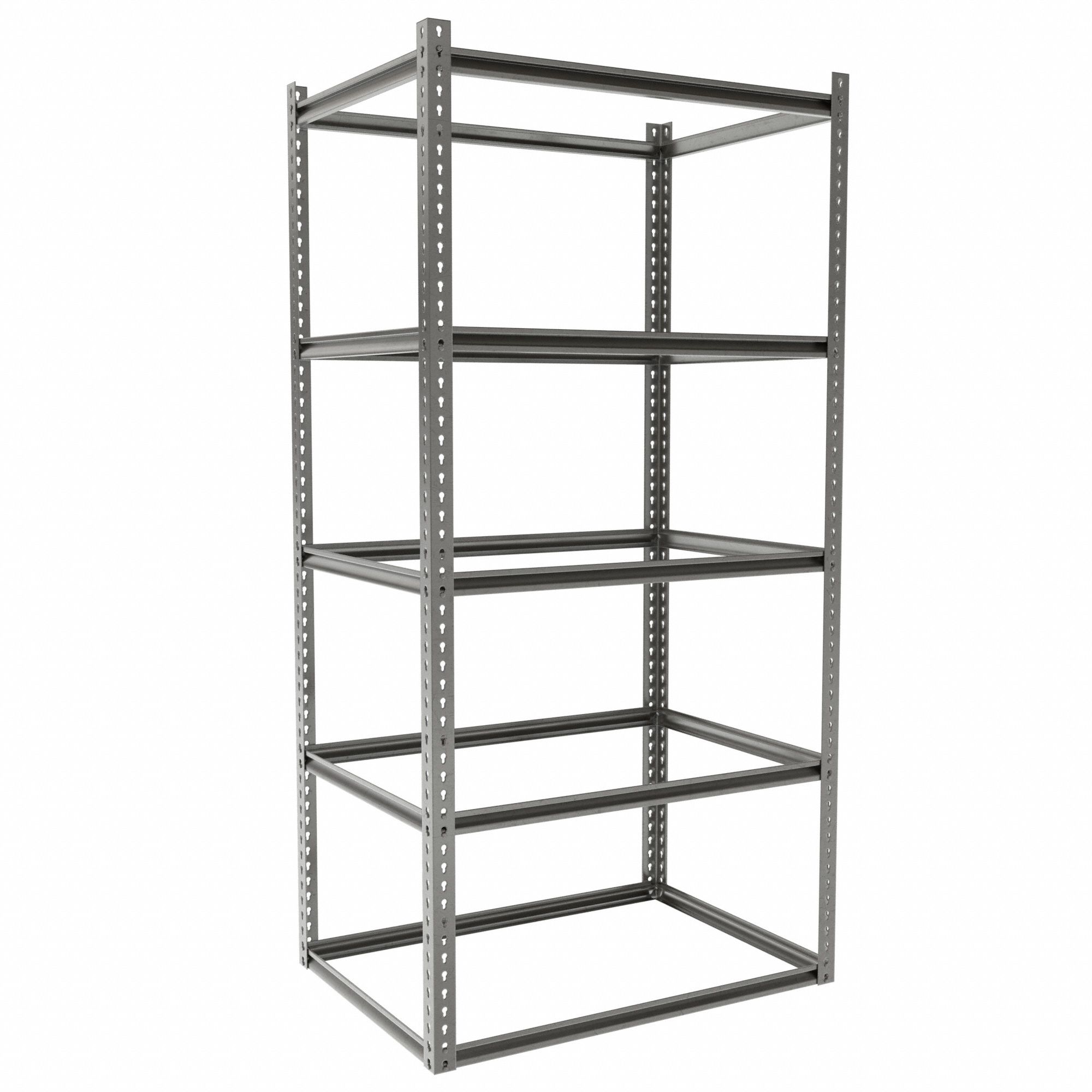 Boltless Shelving: Starter, Medium-Duty, 42 in x 30 in, 84 in Overall Ht, 5 Shelves, Open