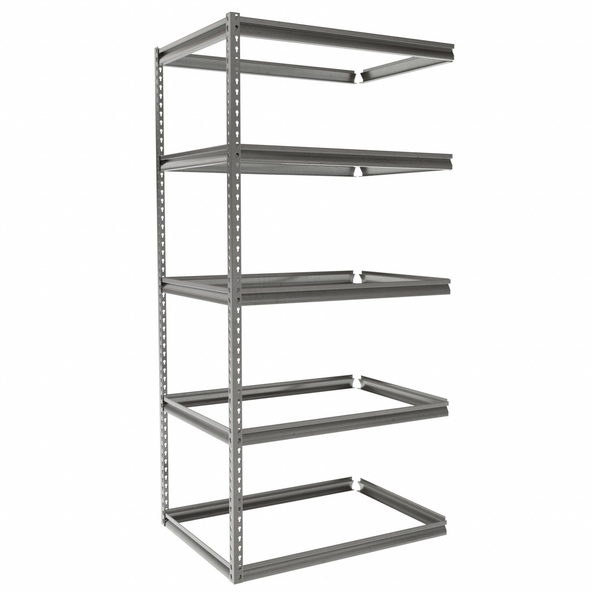 Boltless Shelving: Add-On, Medium-Duty, 42 in x 30 in, 84 in Overall Ht, 5 Shelves