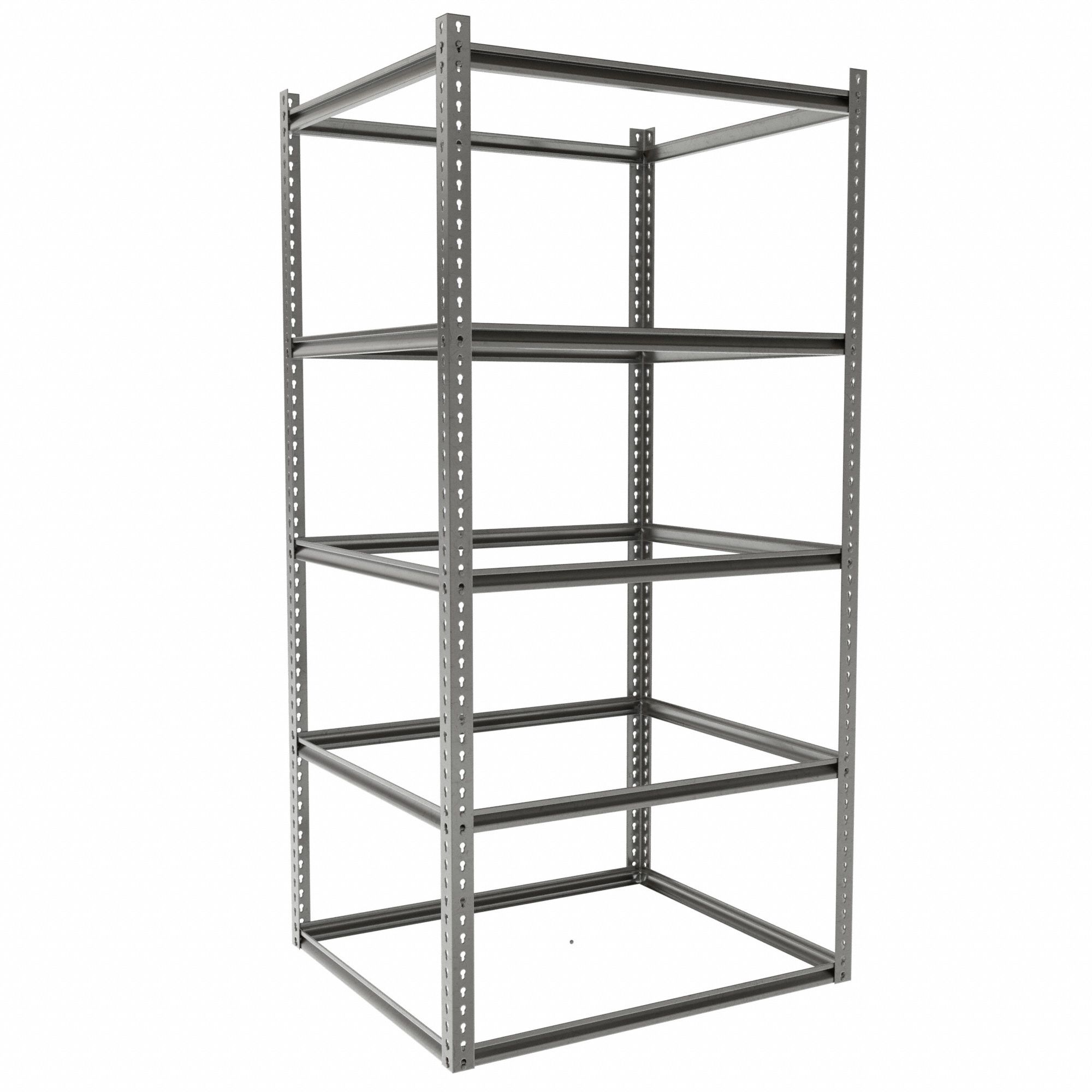 Boltless Shelving: Starter, Medium-Duty, 42 in x 36 in, 84 in Overall Ht, 5 Shelves, Open