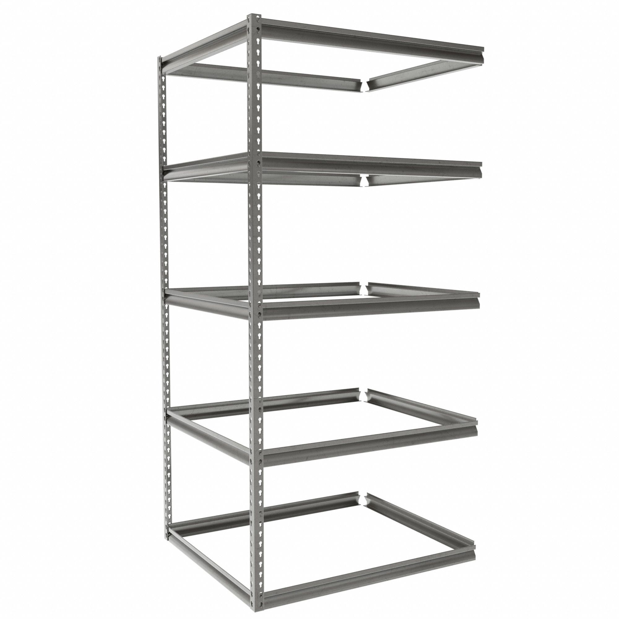 Boltless Shelving: Add-On, Medium-Duty, 42 in x 36 in, 84 in Overall Ht, 5 Shelves