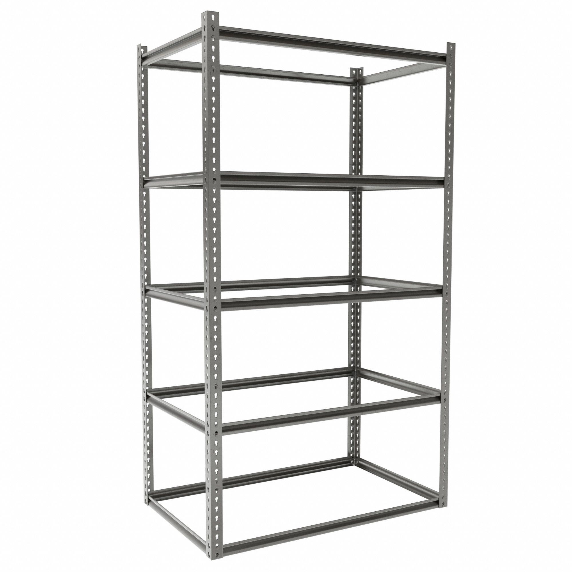 Boltless Shelving: Starter, Medium-Duty, 48 in x 30 in, 84 in Overall Ht, 5 Shelves, Open