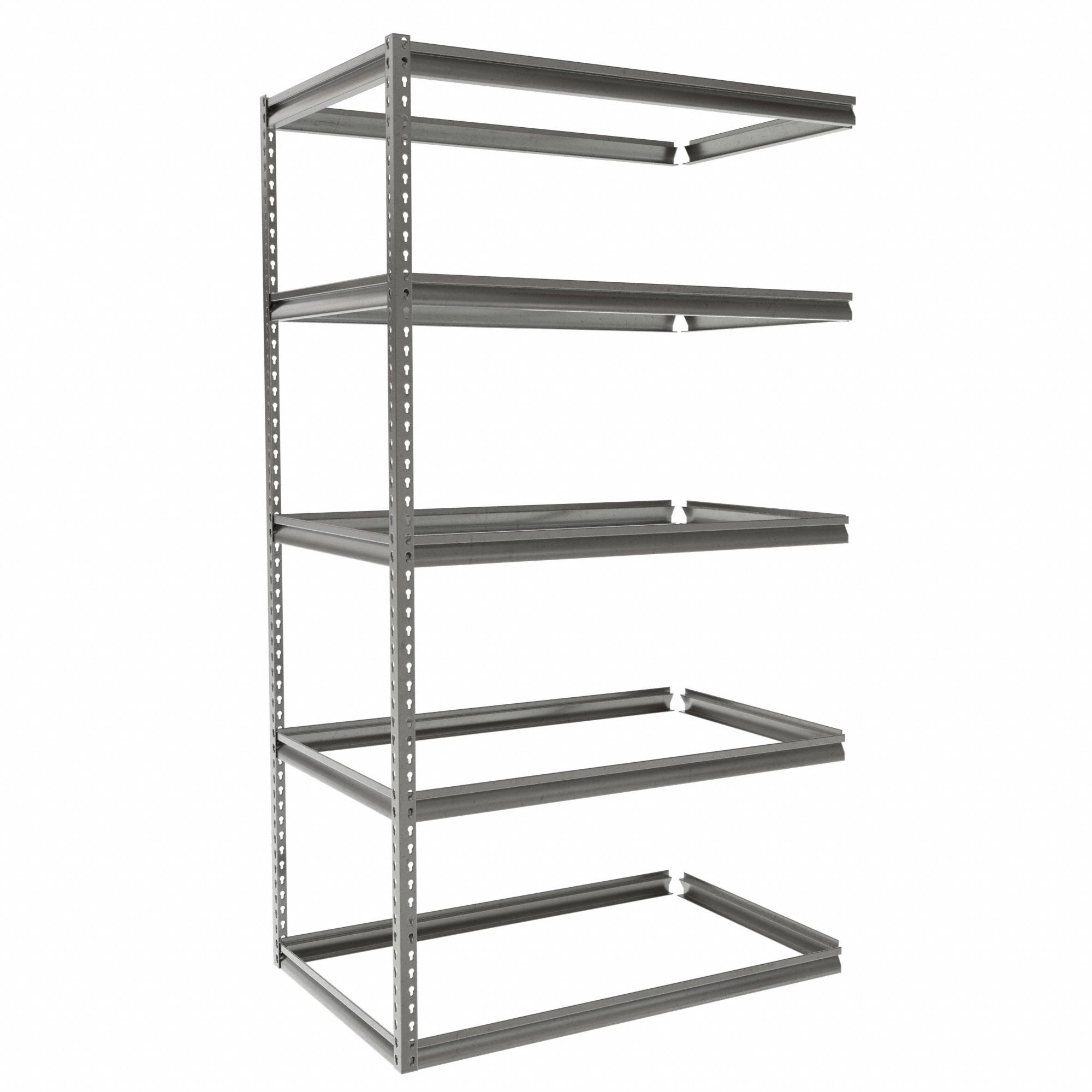 Boltless Shelving: Add-On, Medium-Duty, 48 in x 30 in, 84 in Overall Ht, 5 Shelves