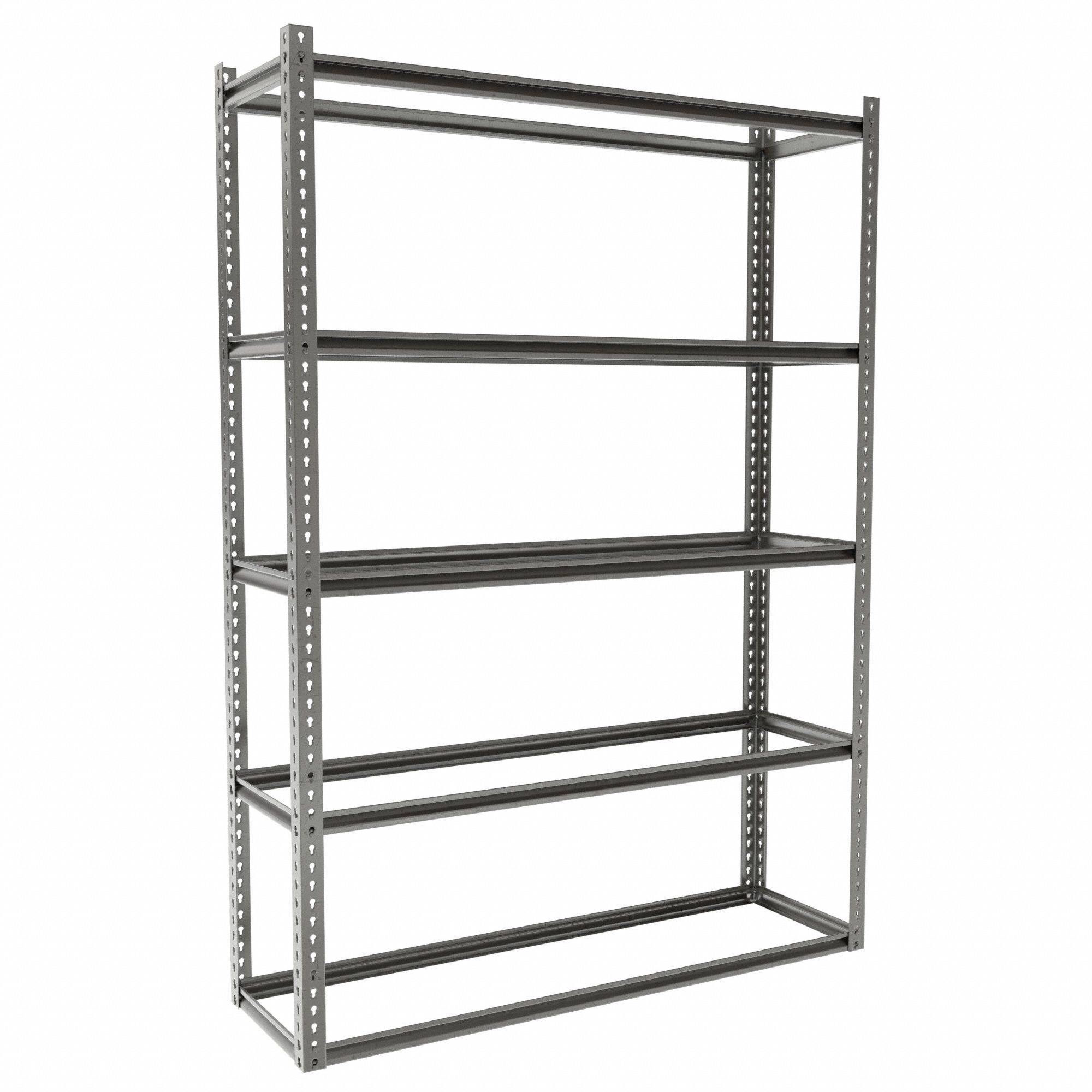 Boltless Shelving: Starter, Medium-Duty, 60 in x 18 in, 84 in Overall Ht, 5 Shelves, Open