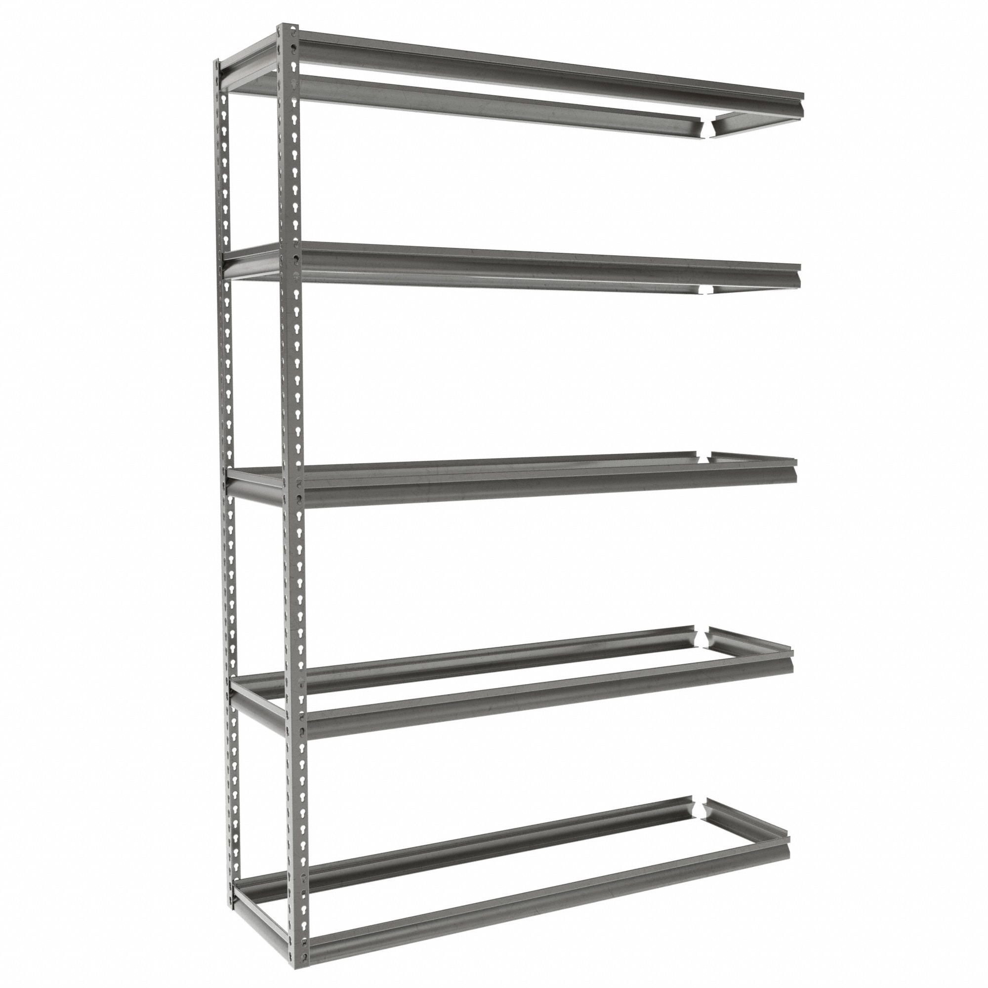 Boltless Shelving: Add-On, Medium-Duty, 60 in x 18 in, 84 in Overall Ht, 5 Shelves