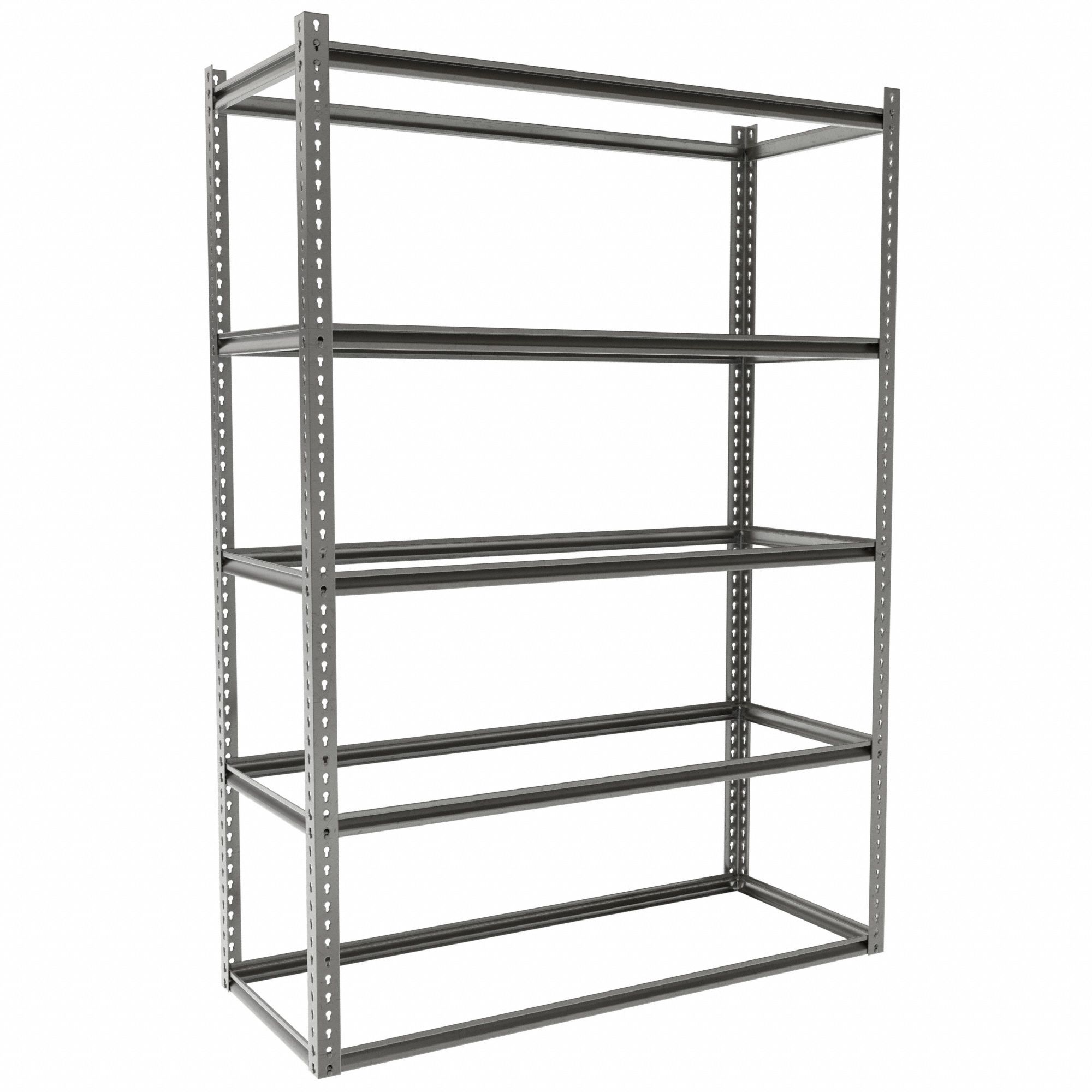 Boltless Shelving: Starter, Medium-Duty, 60 in x 24 in, 84 in Overall Ht, 5 Shelves, Open