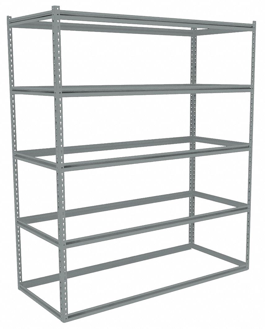 Boltless Shelving: Starter, Medium-Duty, 72 in x 24 in, 84 in Overall Ht, 5 Shelves, Open
