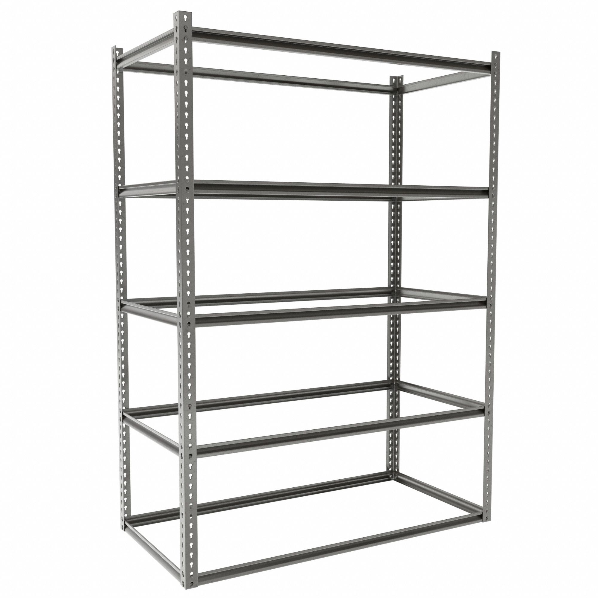 Boltless Shelving: Starter, Medium-Duty, 60 in x 30 in, 84 in Overall Ht, 5 Shelves, Open