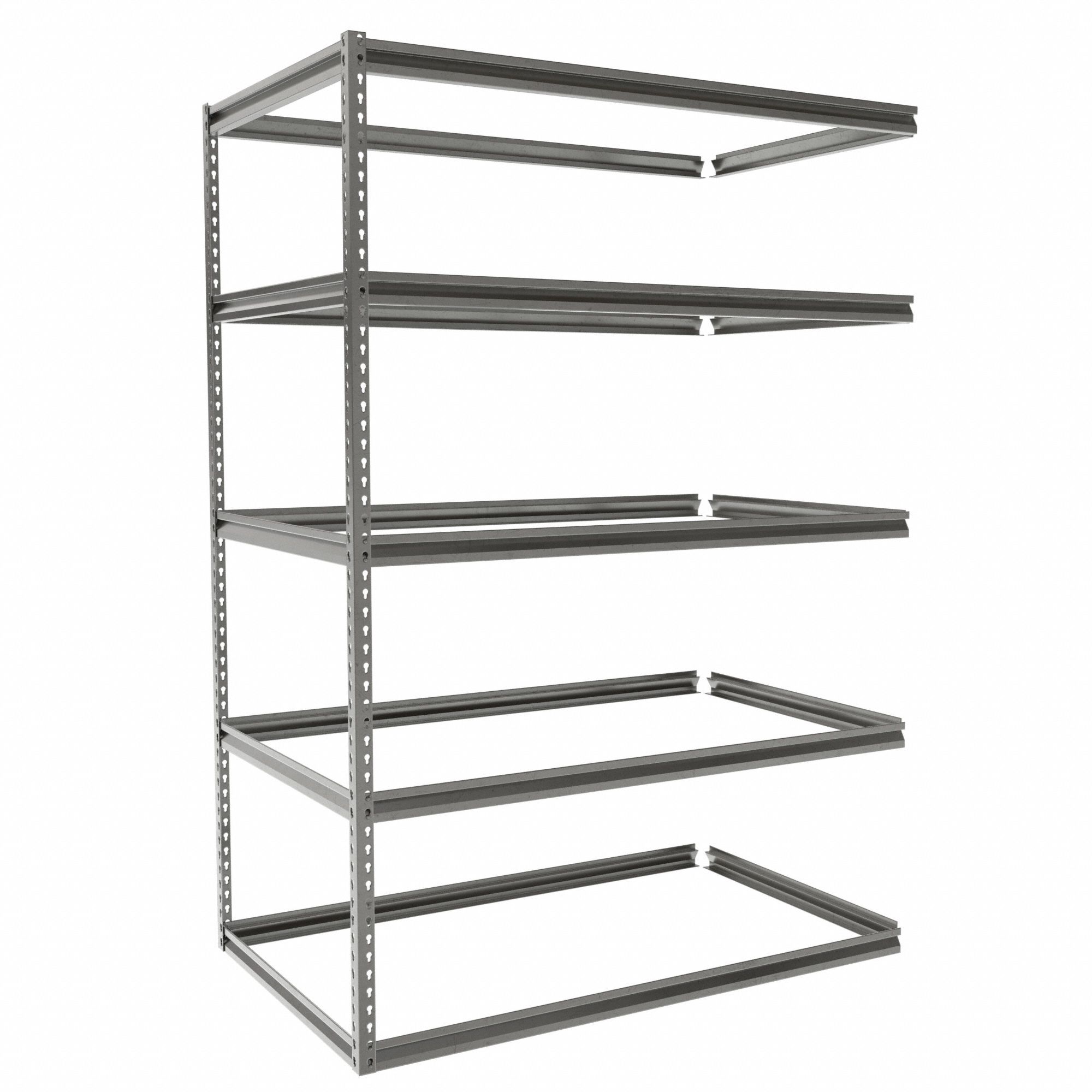 Boltless Shelving: Add-On, Medium-Duty, 60 in x 36 in, 84 in Overall Ht, 5 Shelves