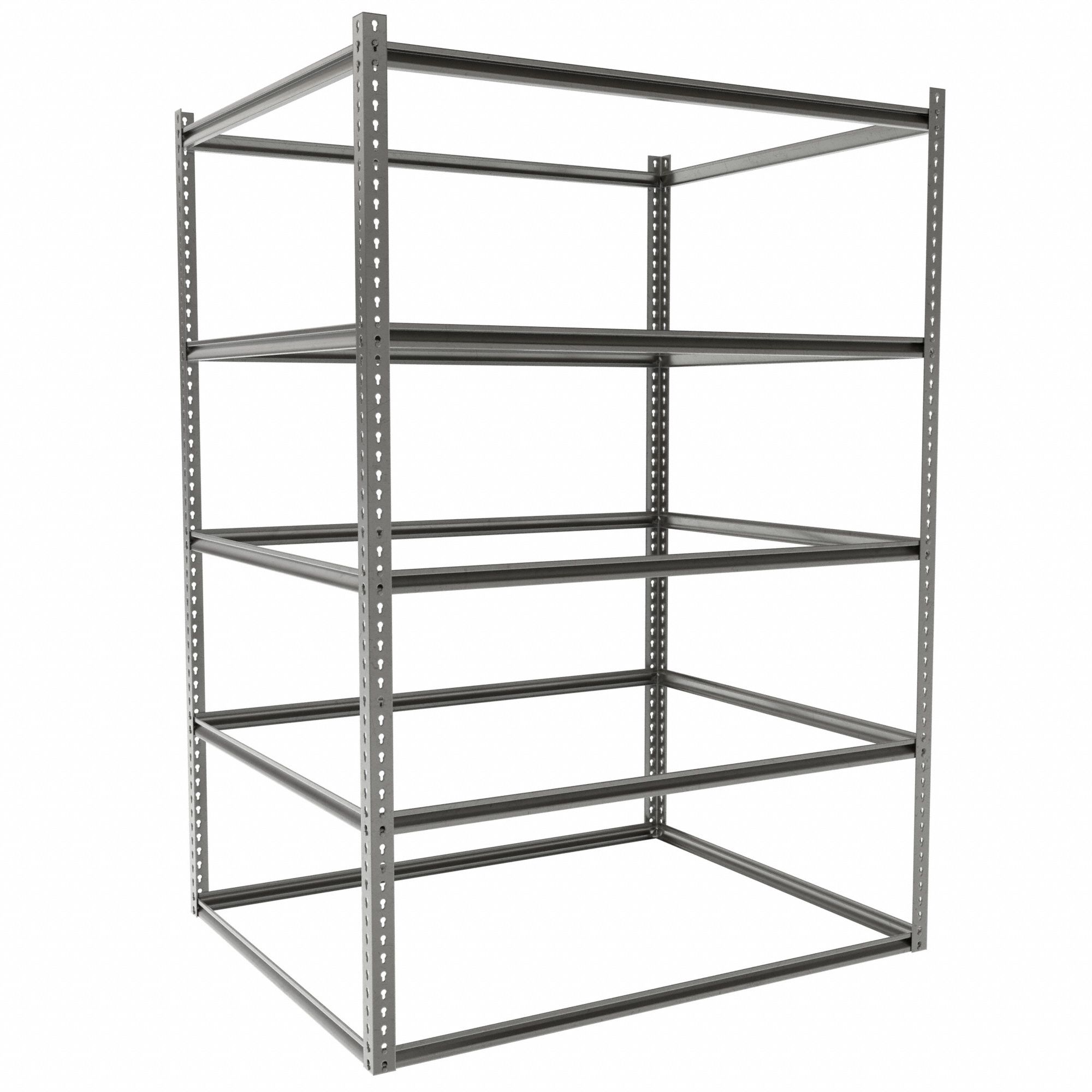 Boltless Shelving: Starter, Medium-Duty, 60 in x 48 in, 84 in Overall Ht, 5 Shelves, Open