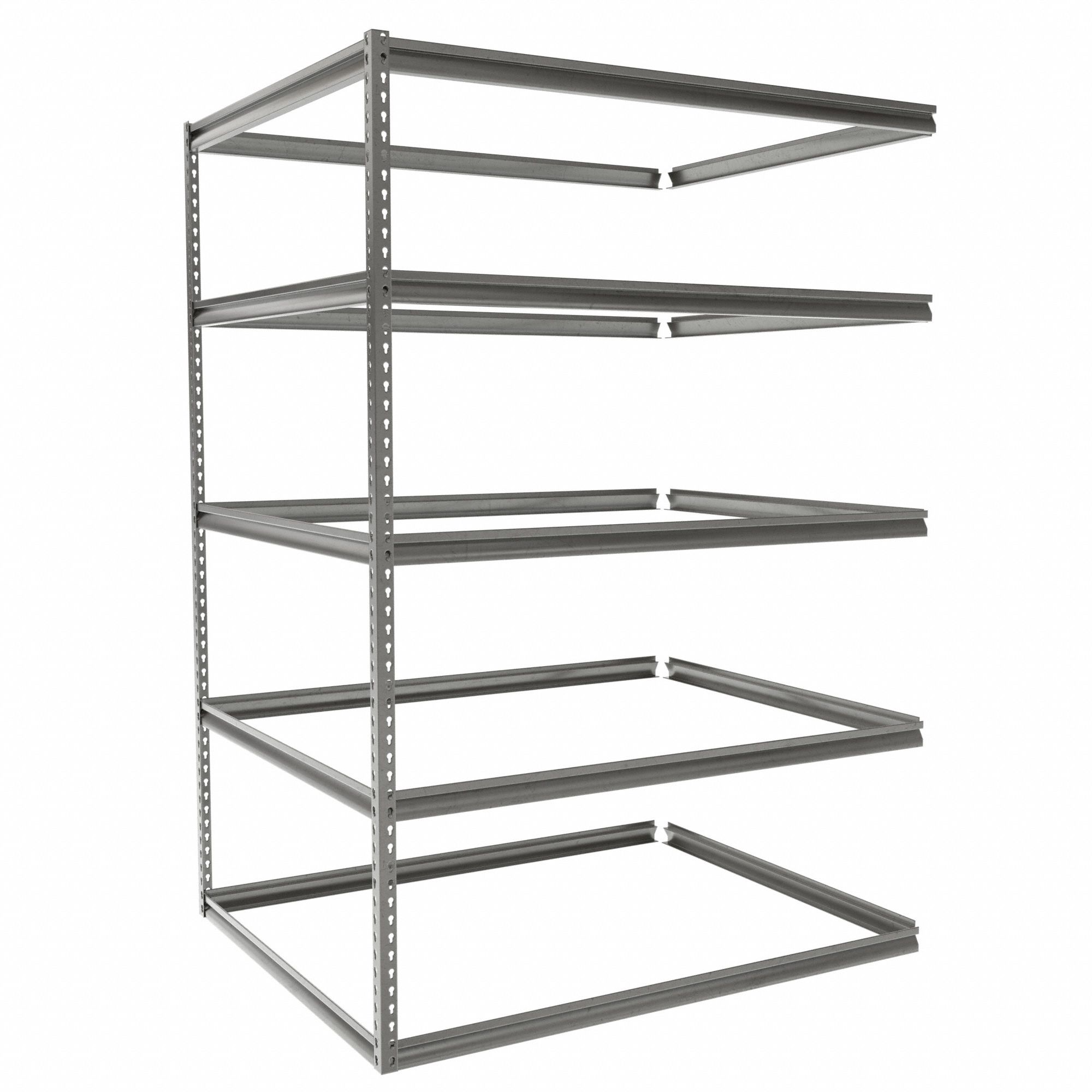 Boltless Shelving: Add-On, Medium-Duty, 60 in x 48 in, 84 in Overall Ht, 5 Shelves