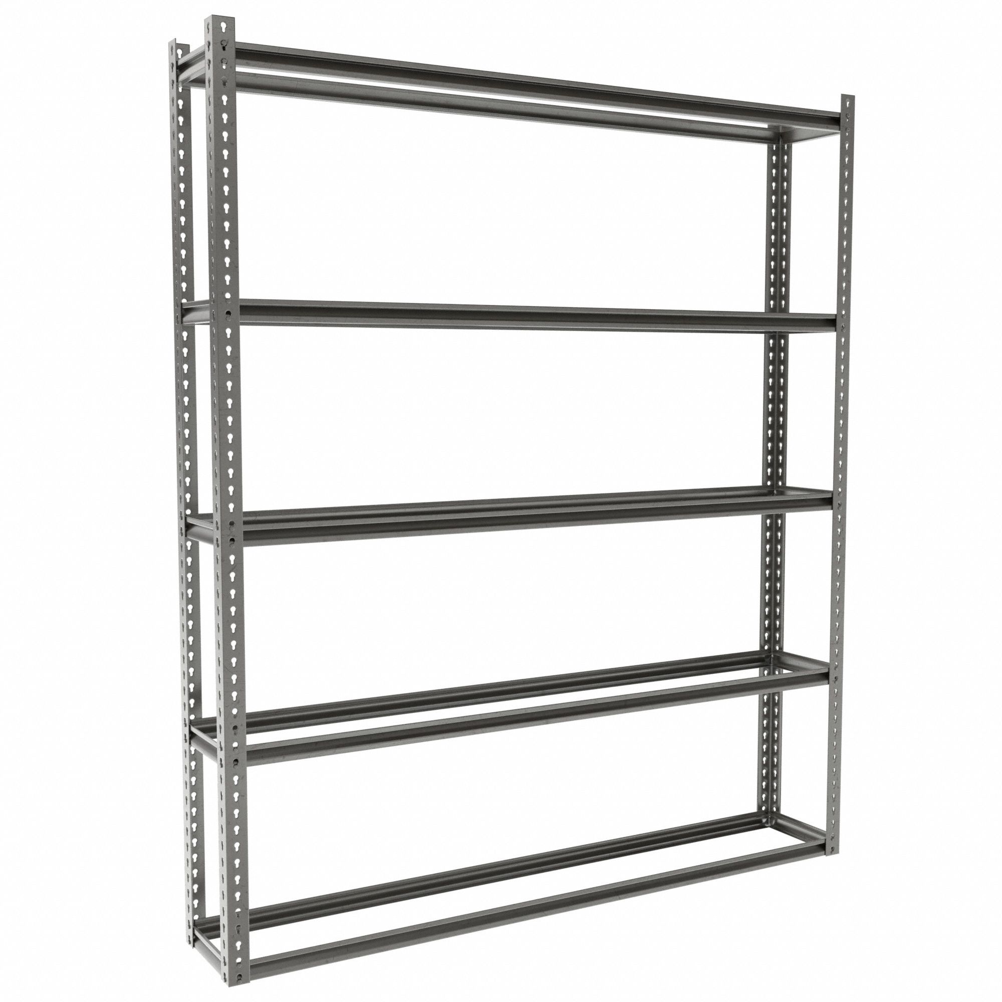 Boltless Shelving: Starter, Medium-Duty, 72 in x 12 in, 84 in Overall Ht, 5 Shelves, Open