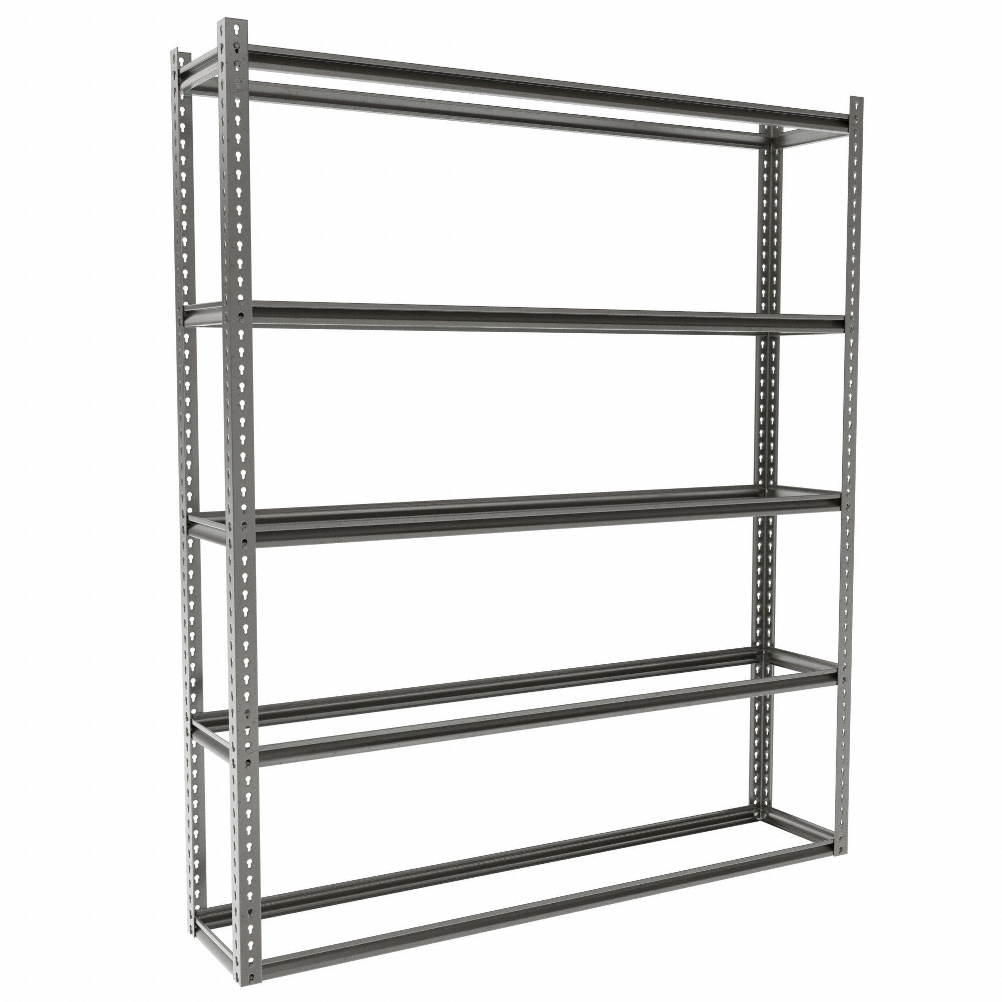 Boltless Shelving: Starter, Medium-Duty, 72 in x 15 in, 84 in Overall Ht, 5 Shelves, Open