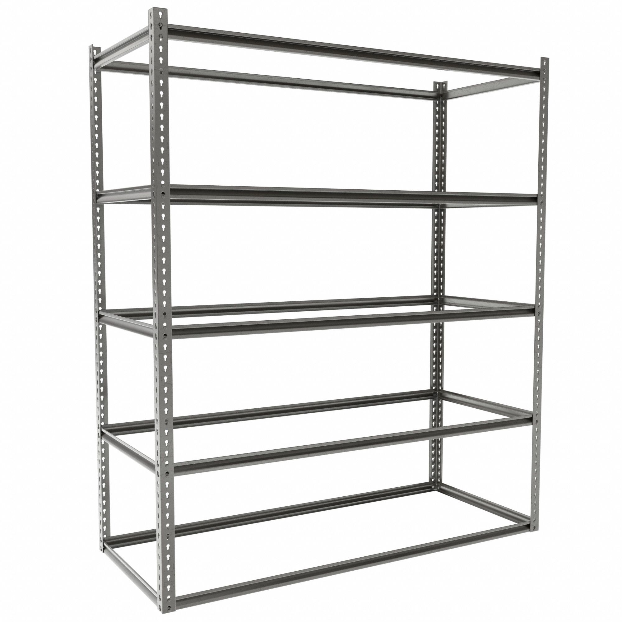 Boltless Shelving: Starter, Medium-Duty, 72 in x 30 in, 84 in Overall Ht, 5 Shelves, Open
