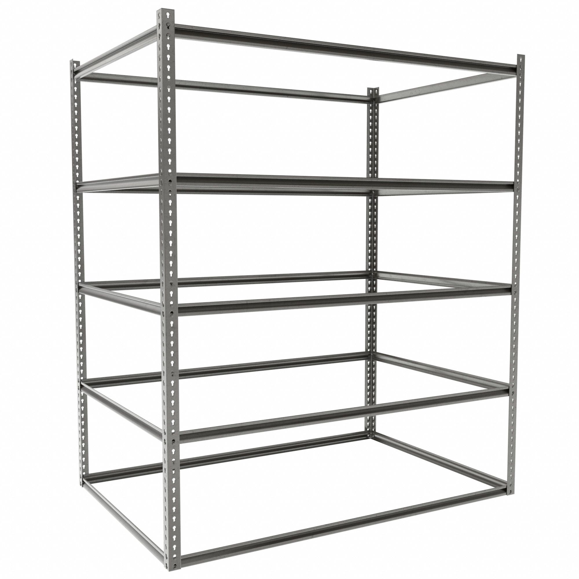 Boltless Shelving: Starter, Medium-Duty, 72 in x 48 in, 84 in Overall Ht, 5 Shelves, Open
