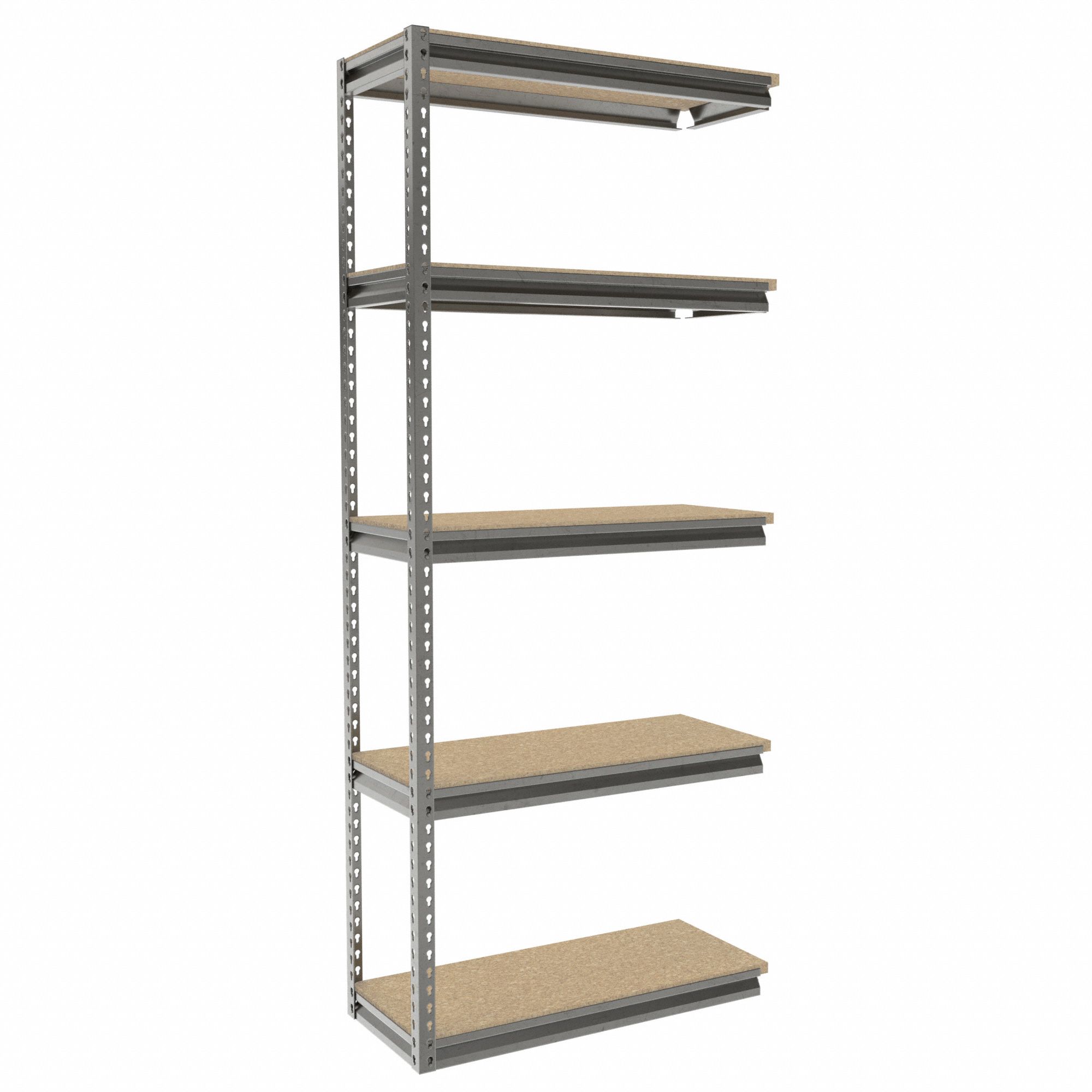 Boltless Shelving: Add-On, Medium-Duty, 36 in x 15 in, 84 in Overall Ht, 5 Shelves