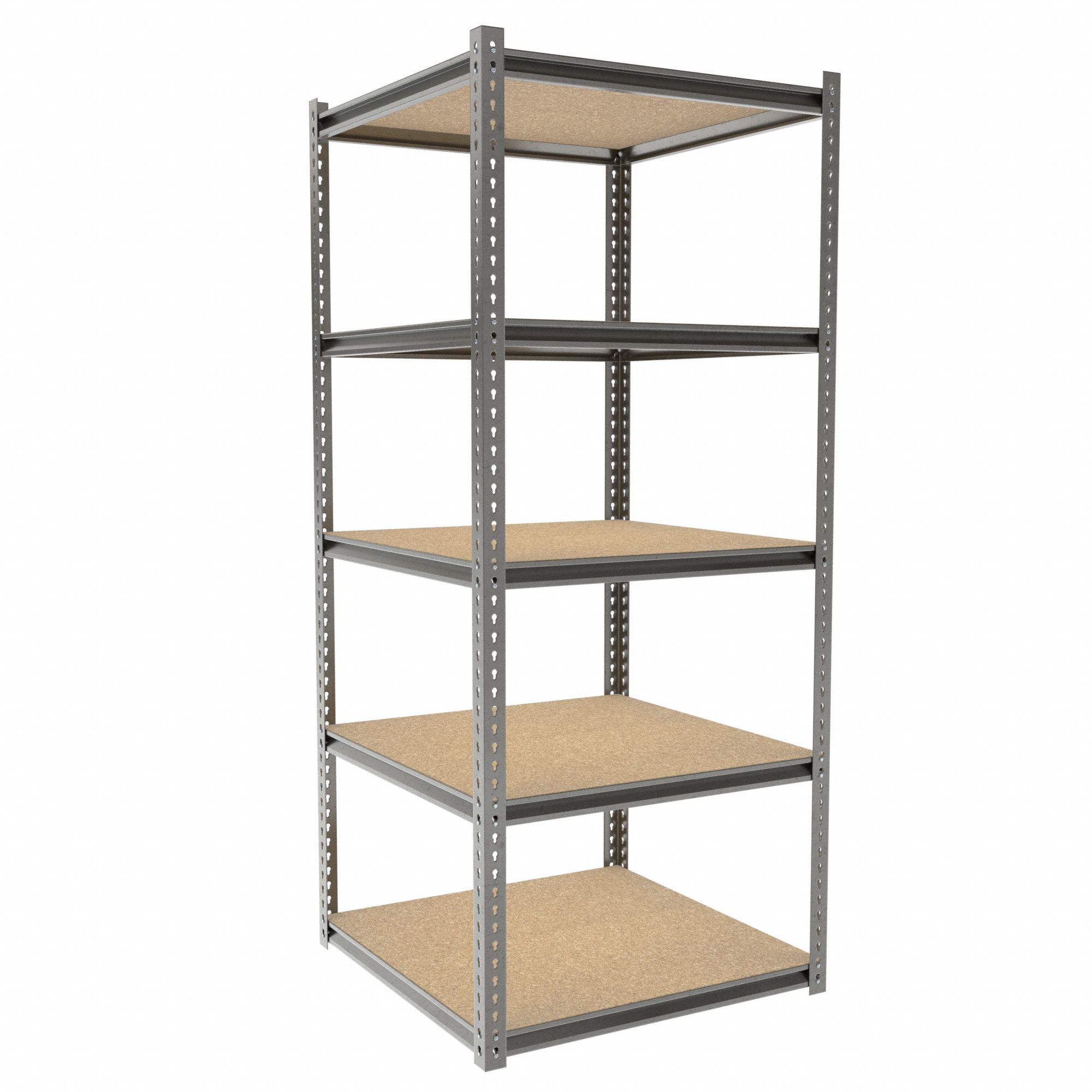 Boltless Shelving: Starter, Medium-Duty, 36 in x 36 in, 84 in Overall Ht, 5 Shelves, Open