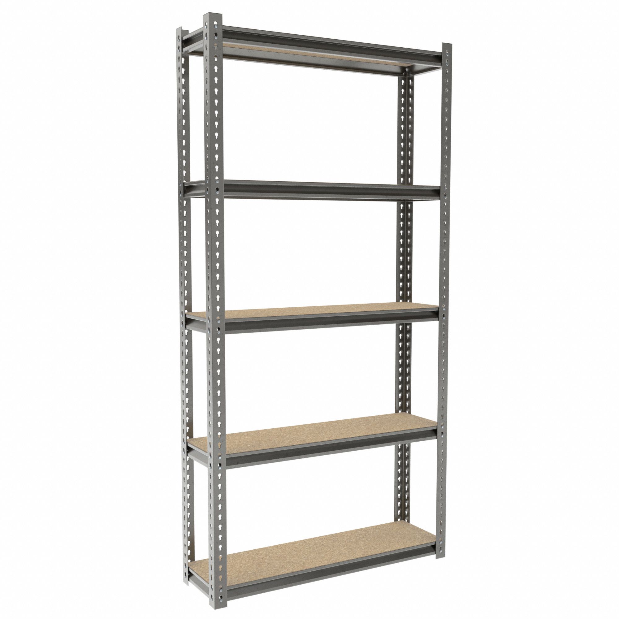 Boltless Shelving: Starter, Medium-Duty, 42 in x 12 in, 84 in Overall Ht, 5 Shelves, Open