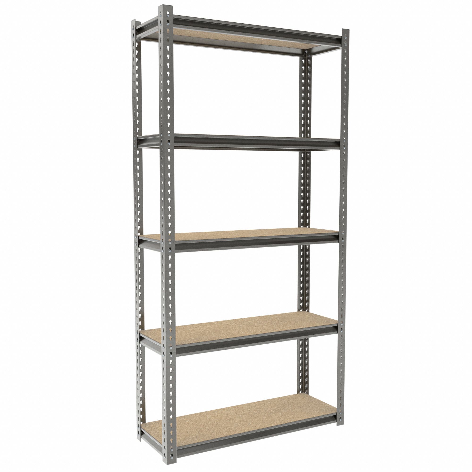 Boltless Shelving: Starter, Medium-Duty, 42 in x 15 in, 84 in Overall Ht, 5 Shelves, Open
