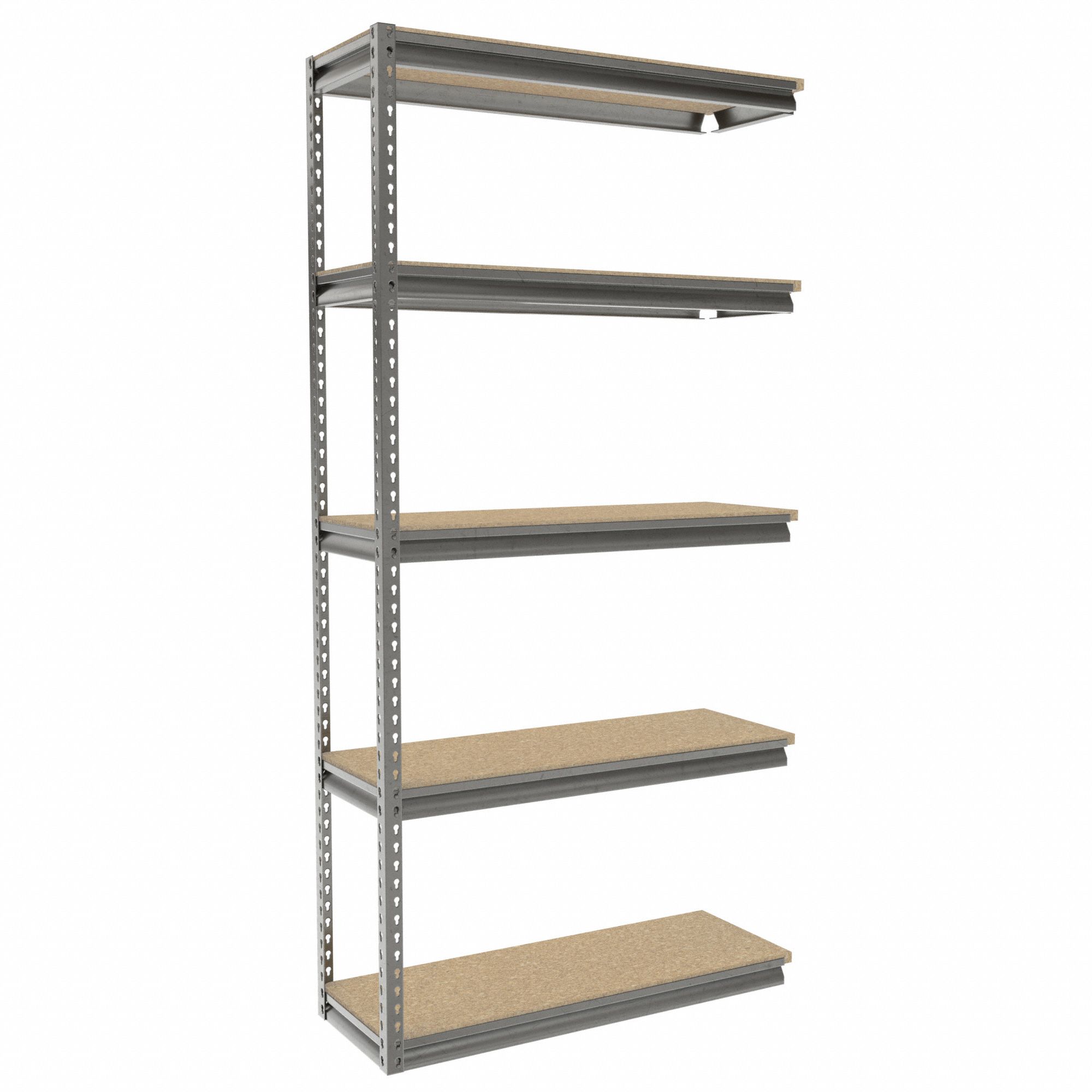 Boltless Shelving: Add-On, Medium-Duty, 42 in x 15 in, 84 in Overall Ht, 5 Shelves