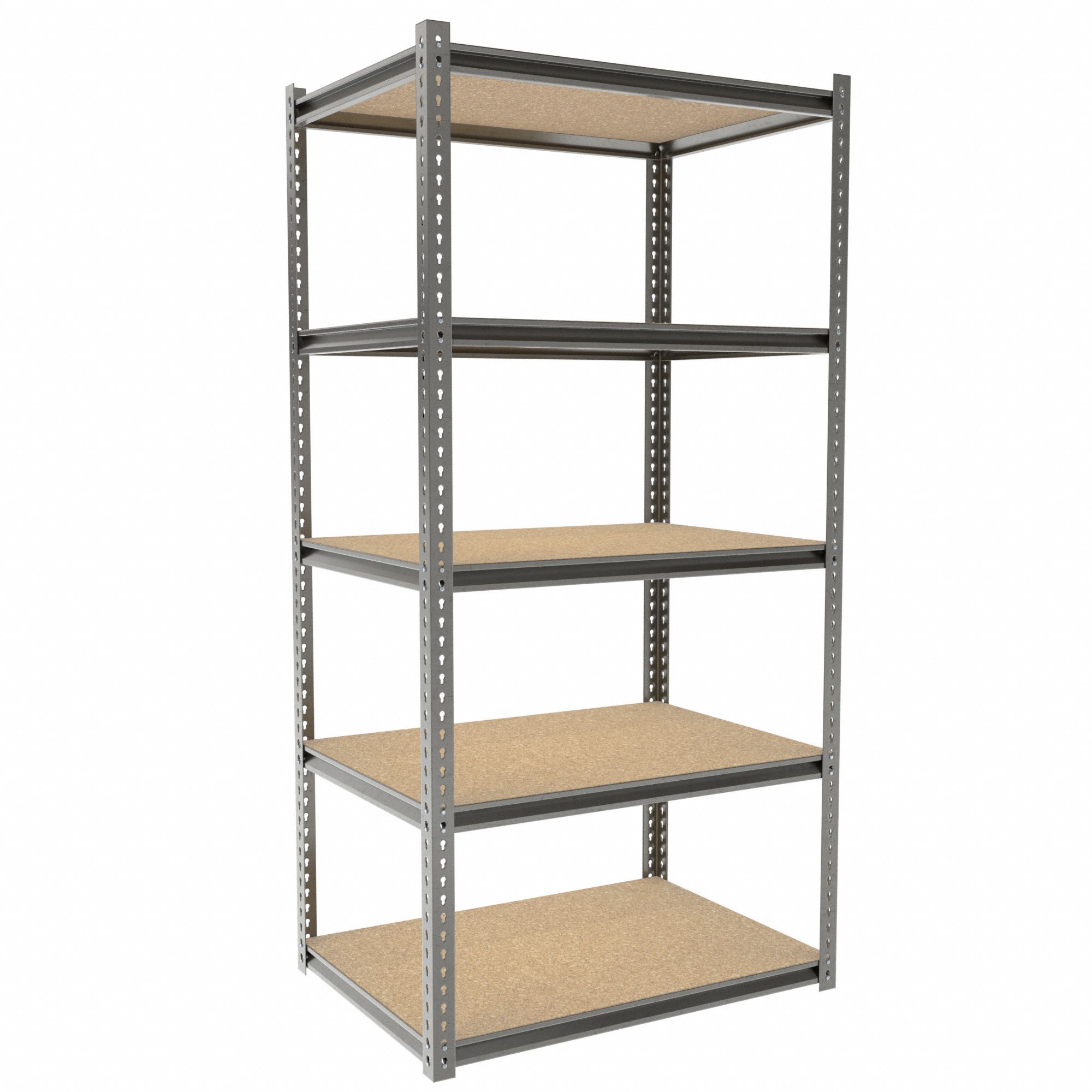 Boltless Shelving: Starter, Medium-Duty, 42 in x 30 in, 84 in Overall Ht, 5 Shelves, Open