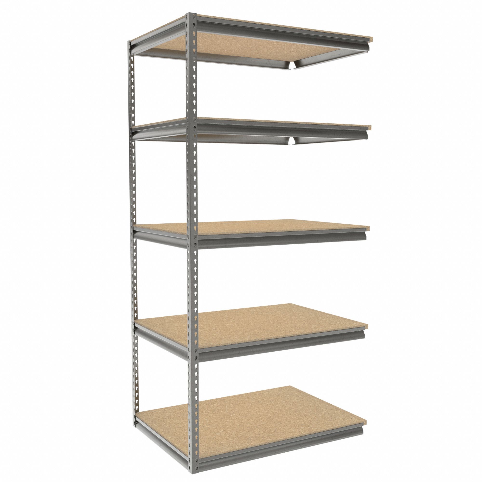 Boltless Shelving: Add-On, Medium-Duty, 42 in x 30 in, 84 in Overall Ht, 5 Shelves