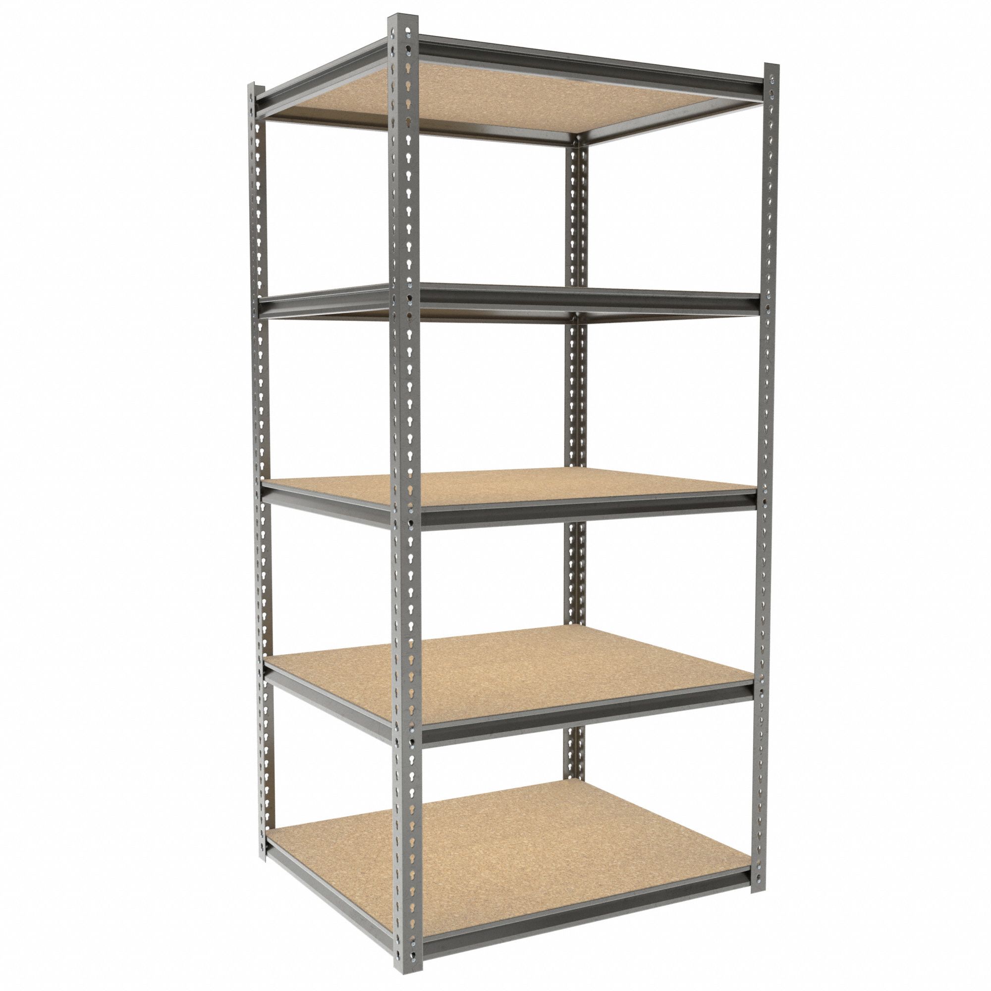Boltless Shelving: Starter, Medium-Duty, 42 in x 36 in, 84 in Overall Ht, 5 Shelves, Open