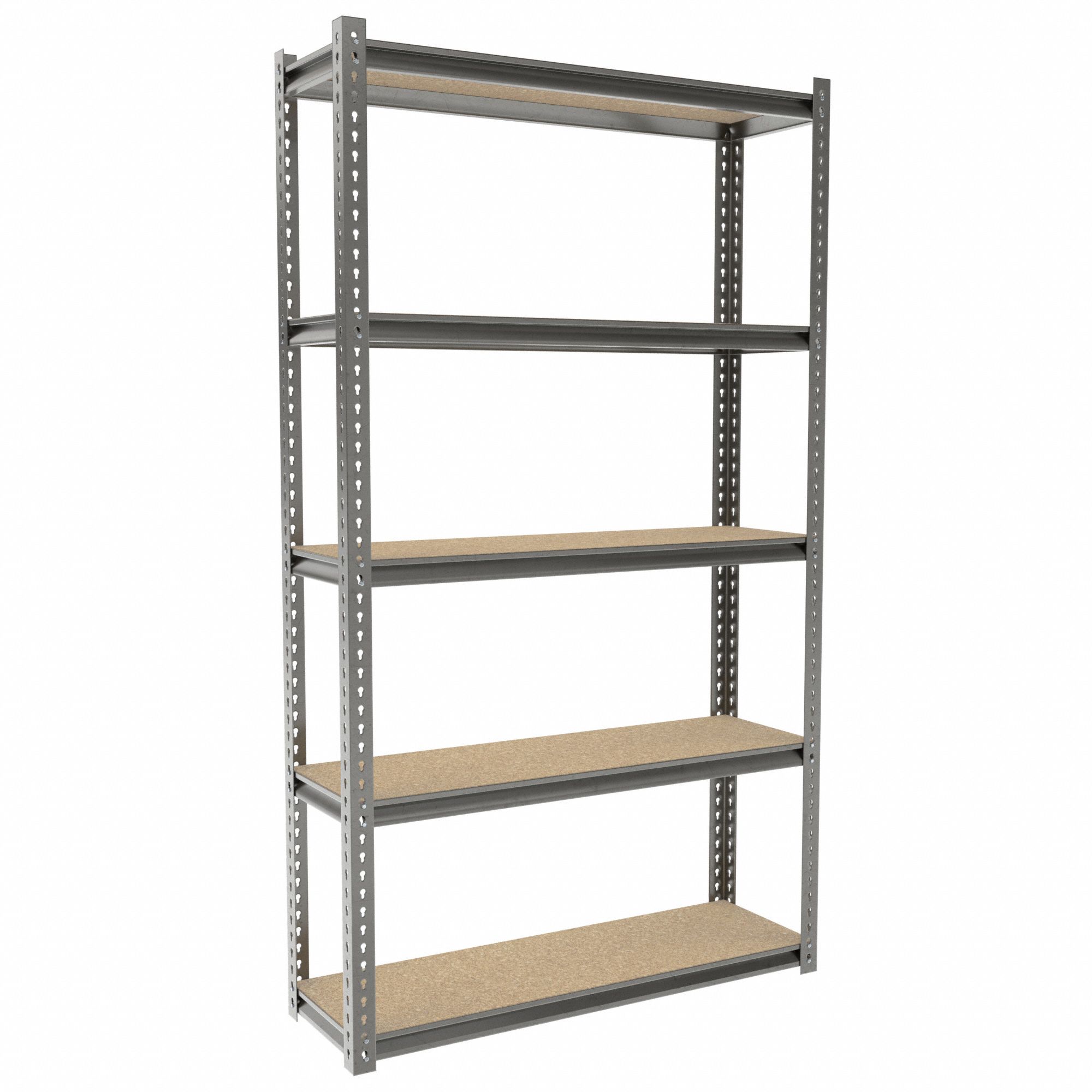 Boltless Shelving: Starter, Medium-Duty, 48 in x 15 in, 84 in Overall Ht, 5 Shelves, Open