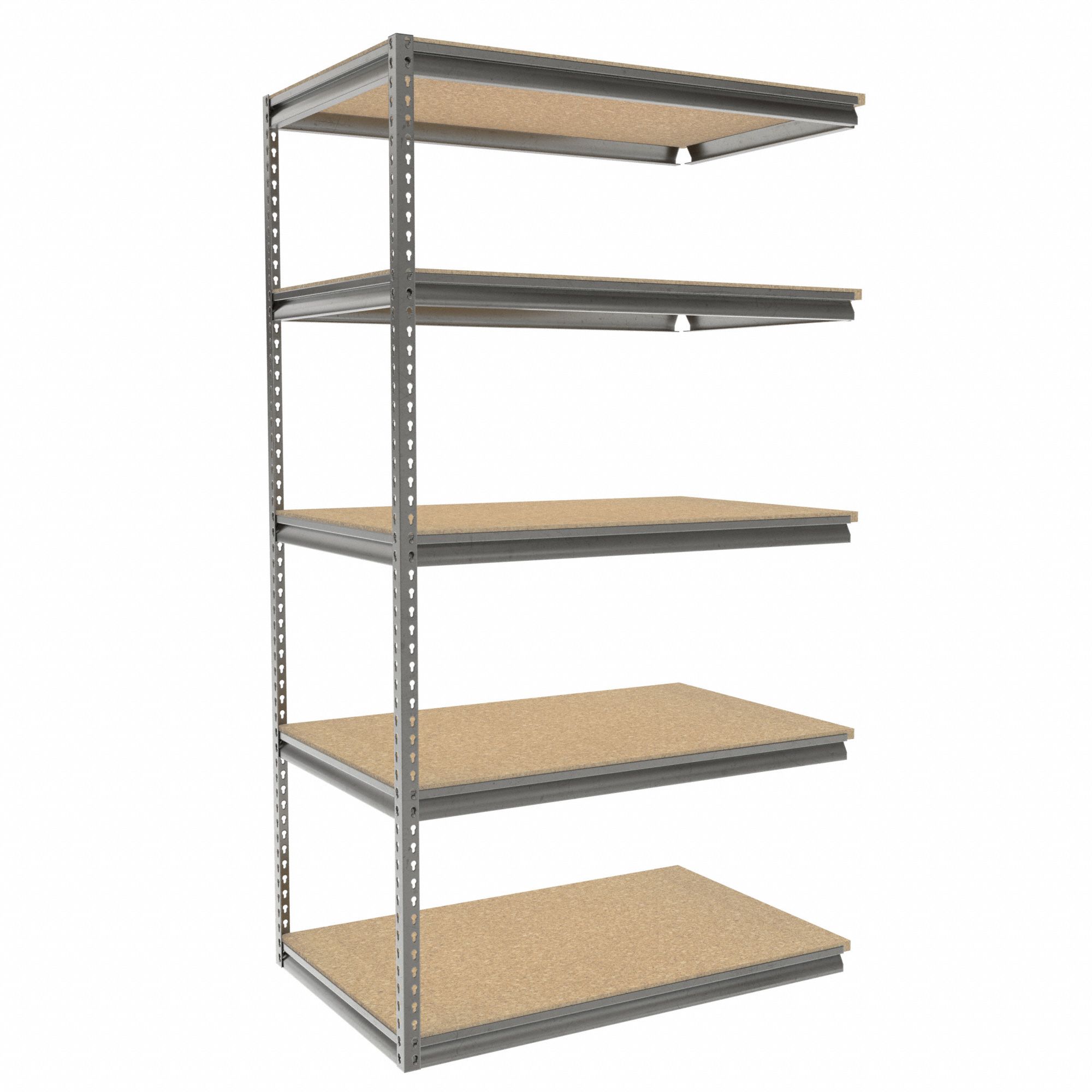 Boltless Shelving: Add-On, Medium-Duty, 48 in x 30 in, 84 in Overall Ht, 5 Shelves