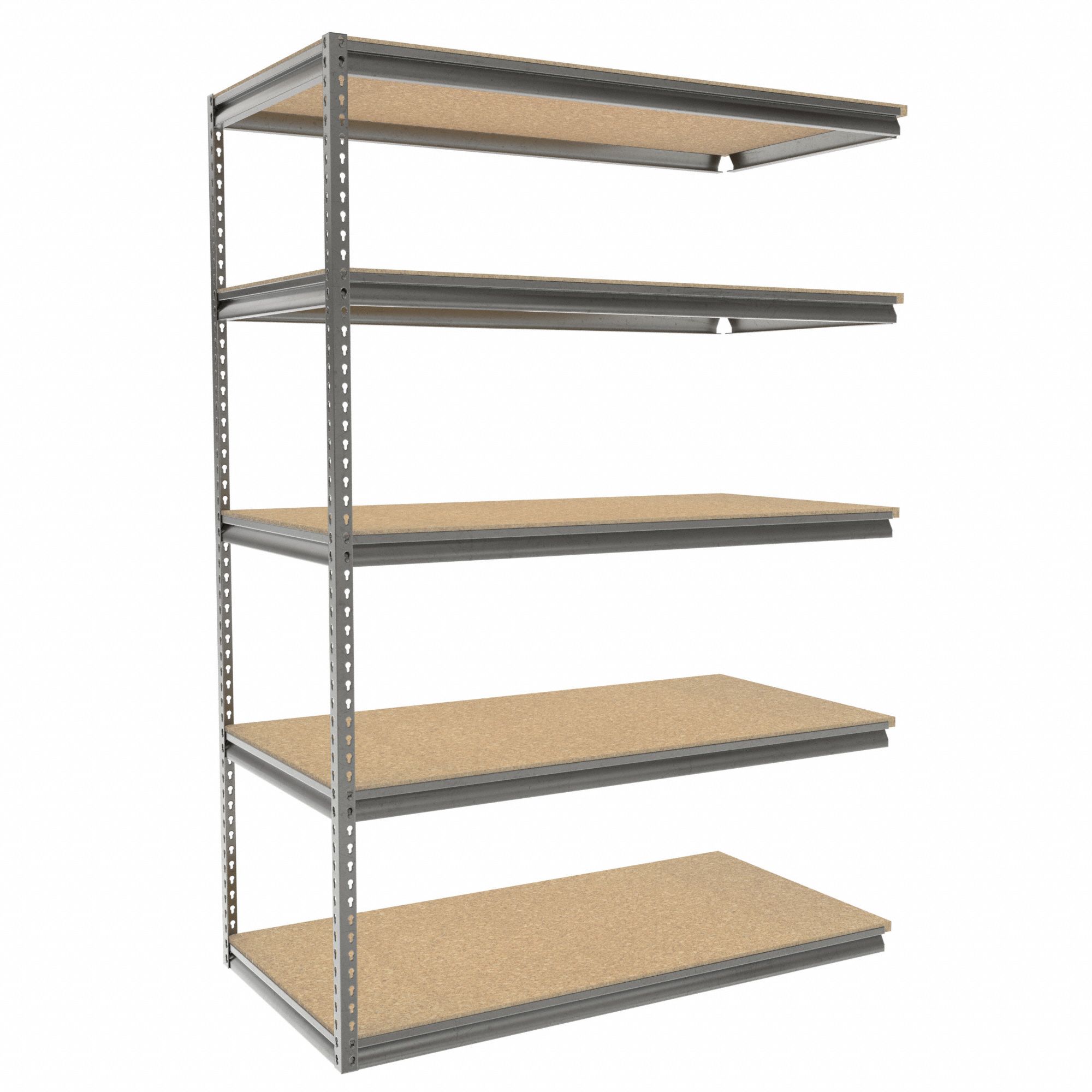 Boltless Shelving: Add-On, Medium-Duty, 60 in x 30 in, 84 in Overall Ht, 5 Shelves