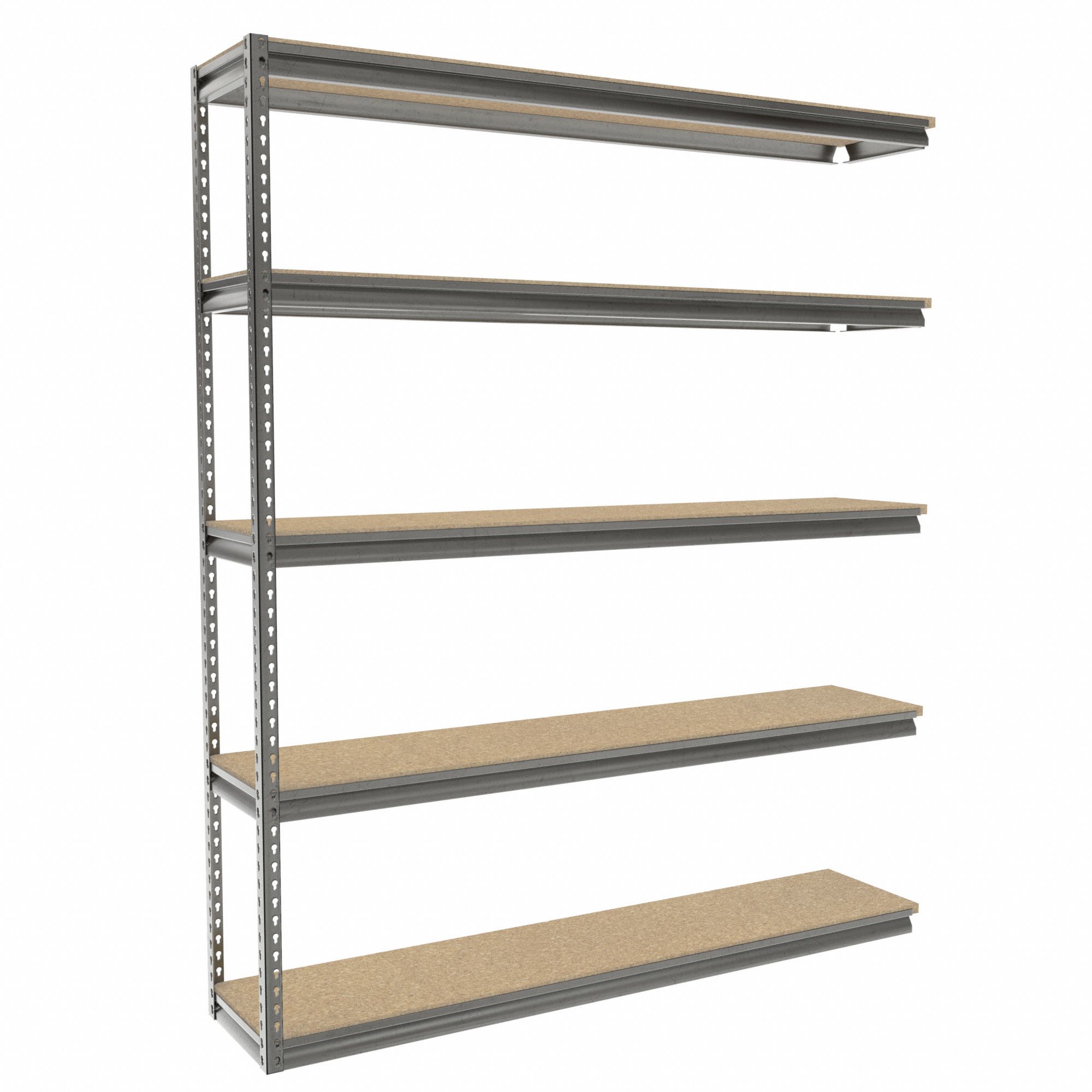 Boltless Shelving: Add-On, Medium-Duty, 72 in x 15 in, 84 in Overall Ht, 5 Shelves