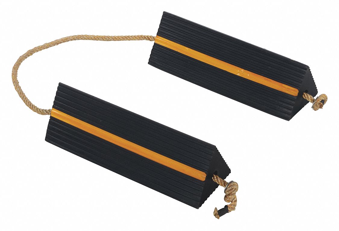 Rubber Airline Wheel Chock,Rope,6 x 18 44PJ50AC18 Grainger