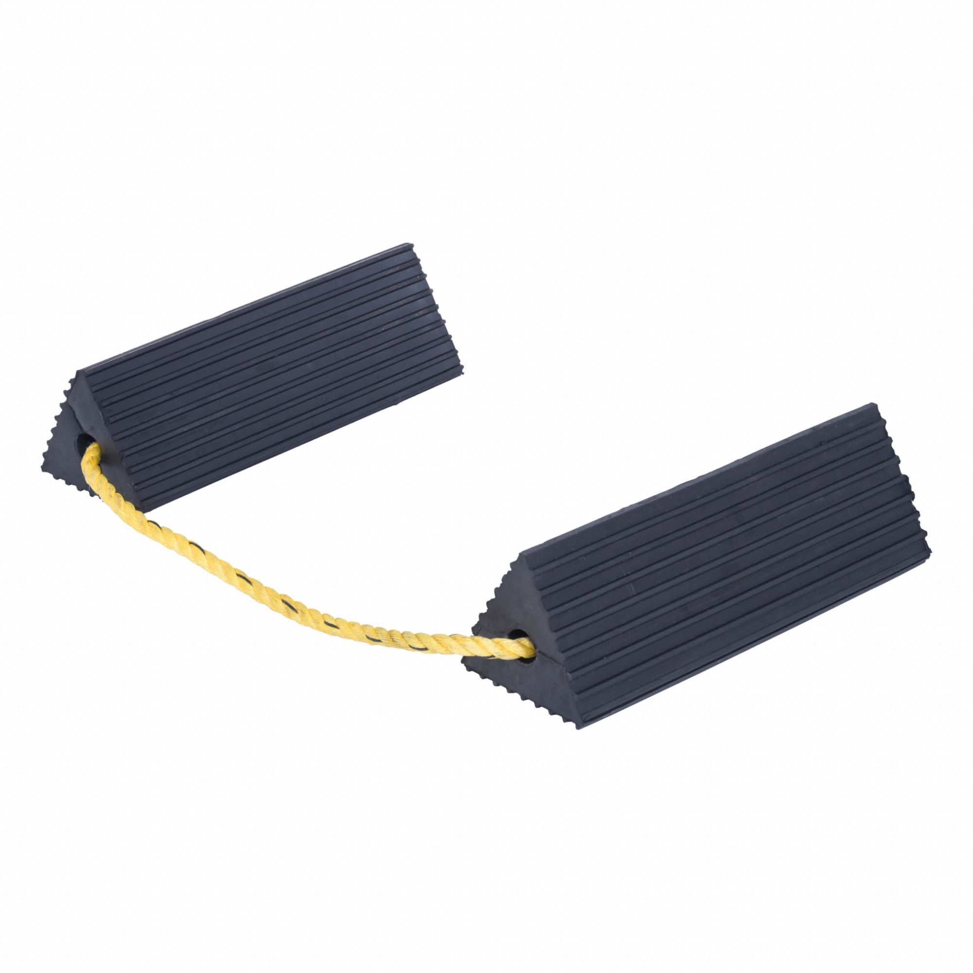 Airline Wheel Chock: Rubber, 6 in Overall Lg, 18 in Overall Wd, 5 1/2 in Overall Ht, 2 Chocks, Black