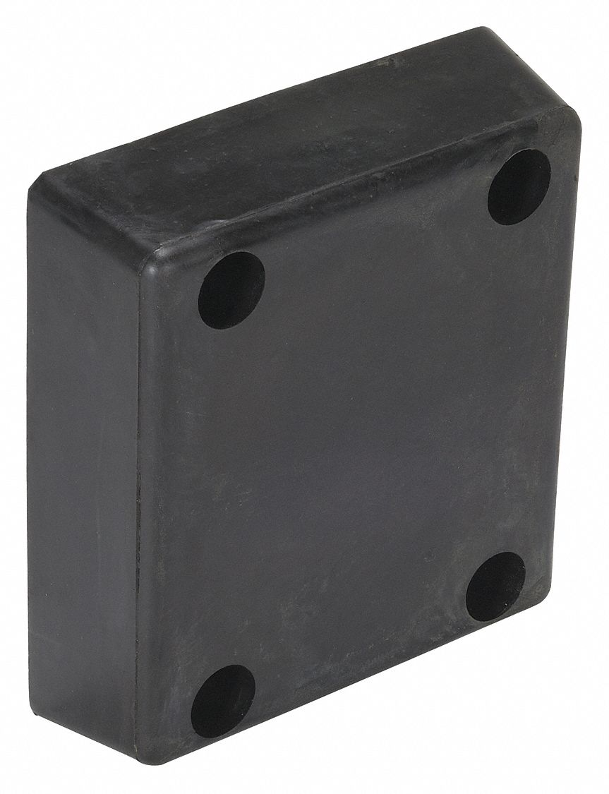 DOCK BUMPER, SQUARE, 11⅞ IN BUMPER W, 3⅞ IN BUMPER H, 12⅞ IN BUMPER D, SOLID RUBBER