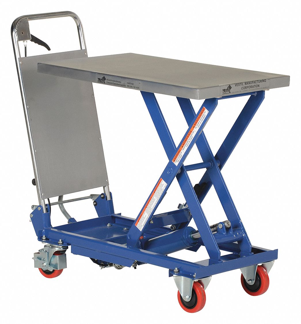Hydraulic Scissor Cart, 400 lb., 27.5x17.5