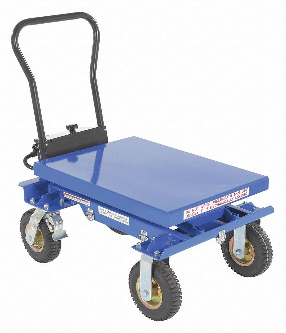 PNEUMATIC TIRE ELEVATING CART, 27 1/8 IN W X 35 7/8 IN H, 7 7/8 IN CASTER WHEEL DIAMETER