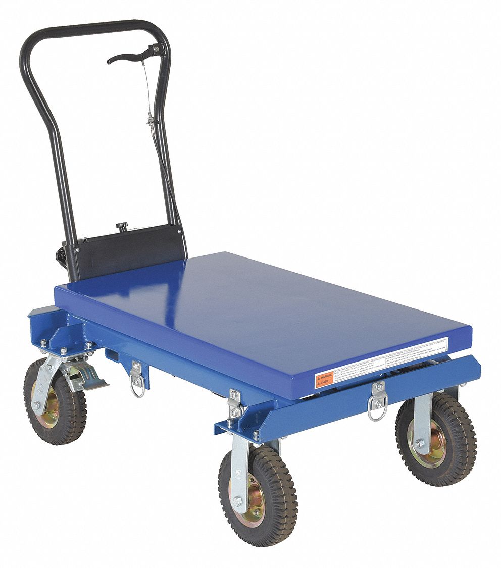 PNEUMATIC TIRE ELEVATING CART, 27 1/8 IN W X 38 3/8 IN H, 7 7/8 IN CASTER WHEEL DIAMETER