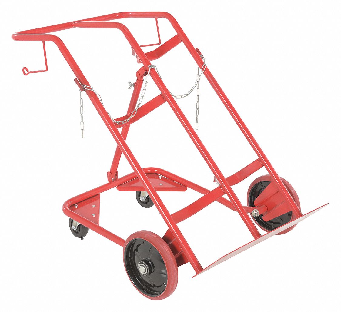 TILT BACK HAND TRUCK, RED, 31 IN W X 34 7/8 IN H, SINGLE HANDLE