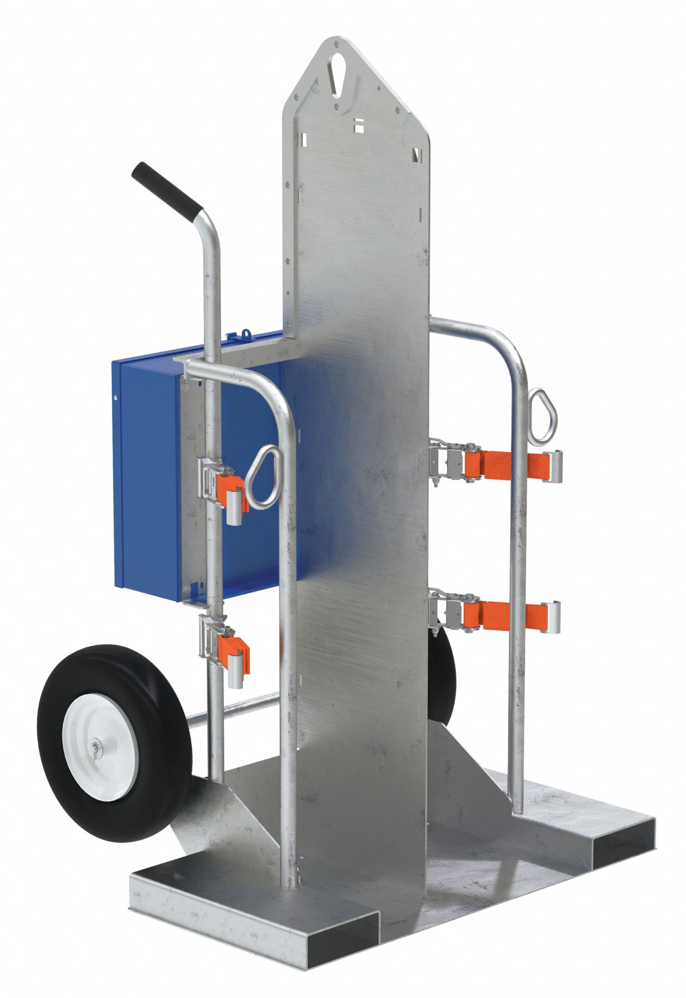 CYLINDER HAND TRUCK, GREY, 40 1/4 IN W X 66 3/8 IN H, STEEL, GALVANIZED FINISH