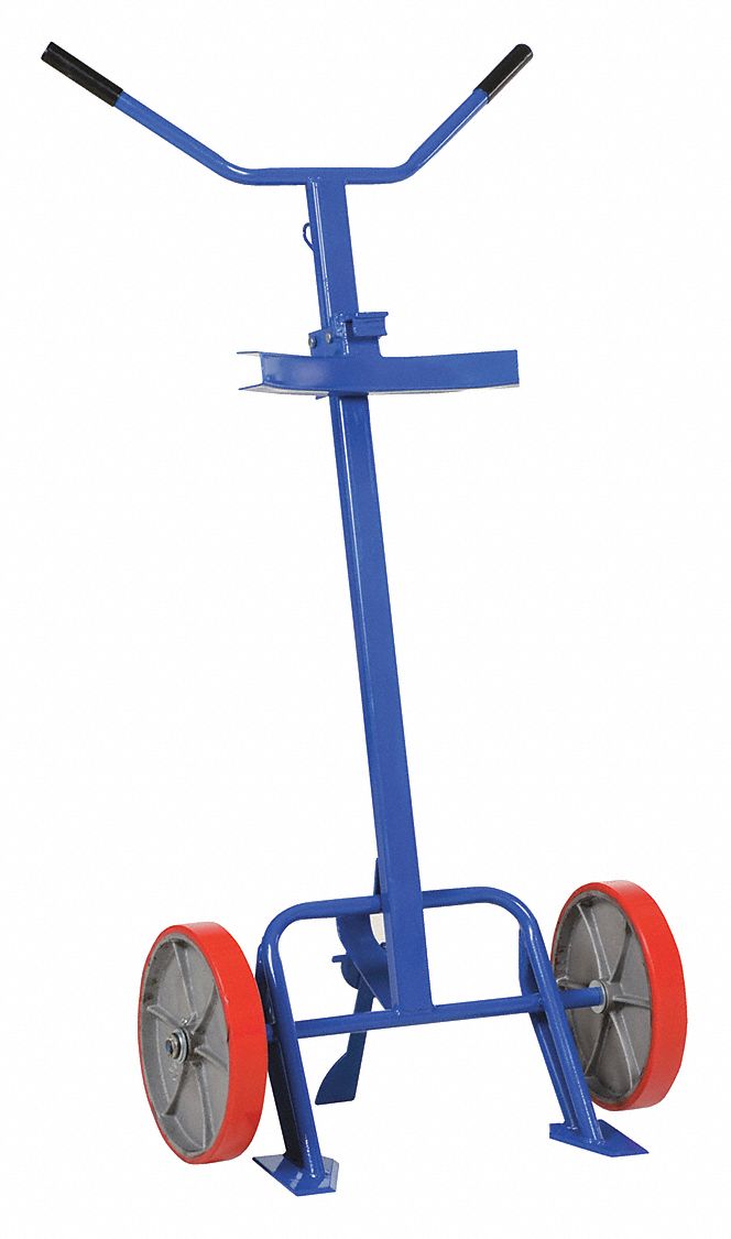 DRAINING DRUM TRUCK, BLUE, 24½ IN D X 26½ IN W X 60 IN H, 800 LB LOAD CAPACITY, DOUBLE HANDLE, FOR USE WITH DRUM