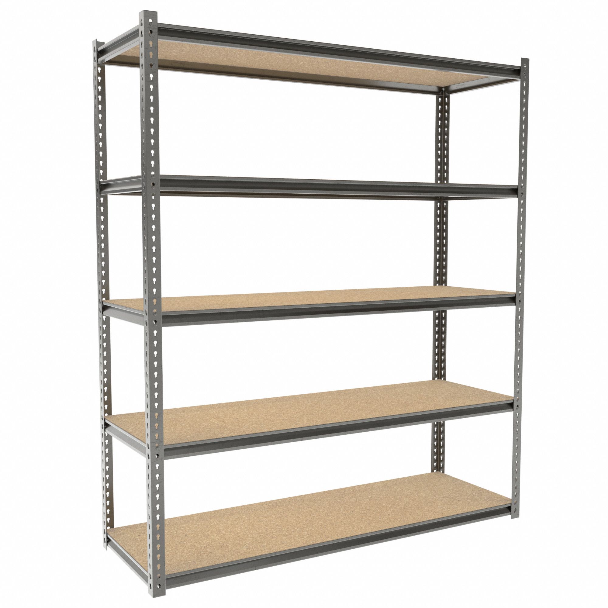 Boltless Shelving: Starter, Medium-Duty, 72 in x 24 in, 84 in Overall Ht, 5 Shelves, Open