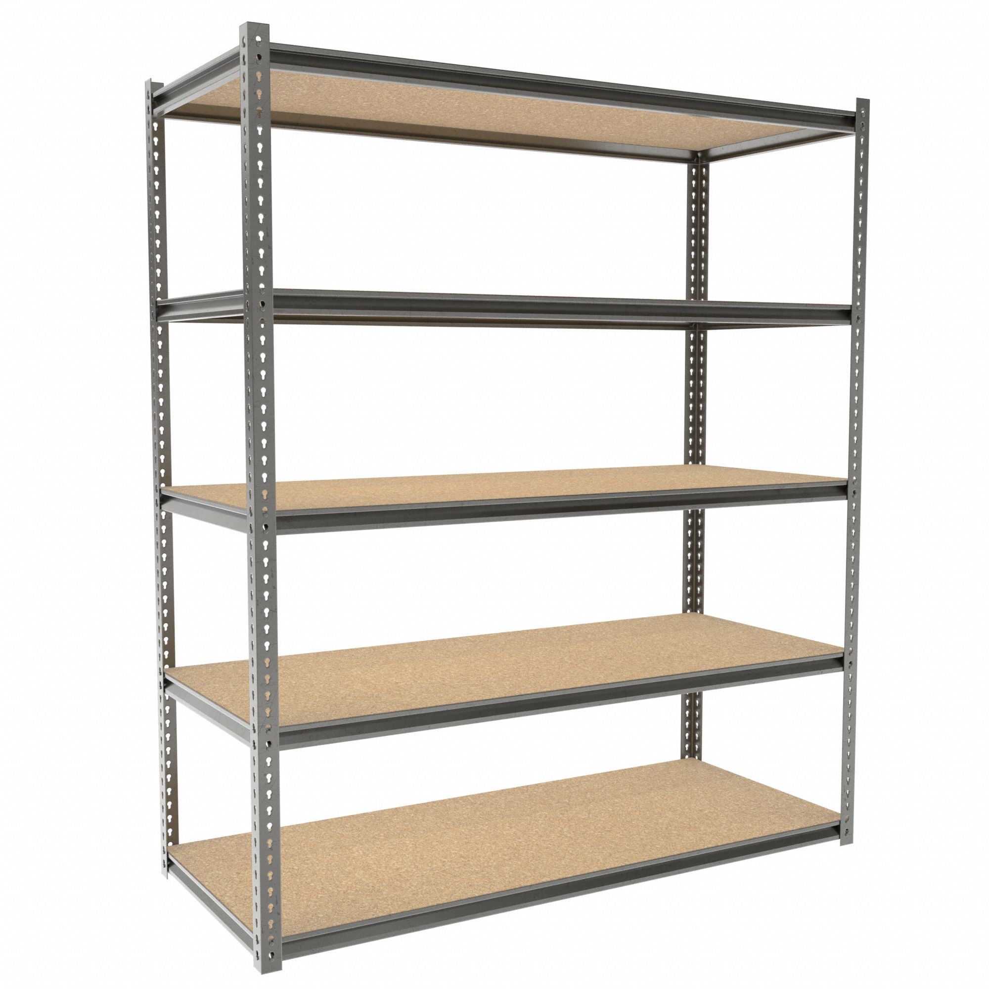 Boltless Shelving: Starter, Medium-Duty, 72 in x 30 in, 84 in Overall Ht, 5 Shelves, Open