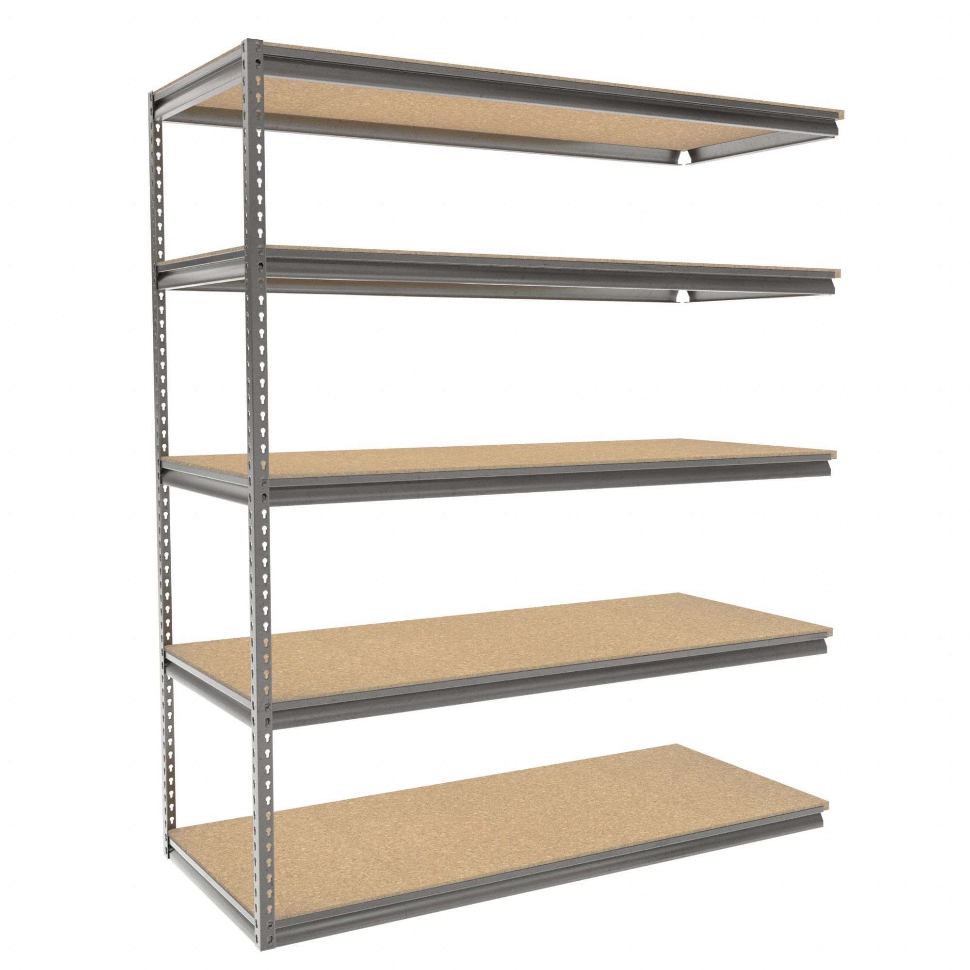 Boltless Shelving: Add-On, Medium-Duty, 72 in x 30 in, 84 in Overall Ht, 5 Shelves