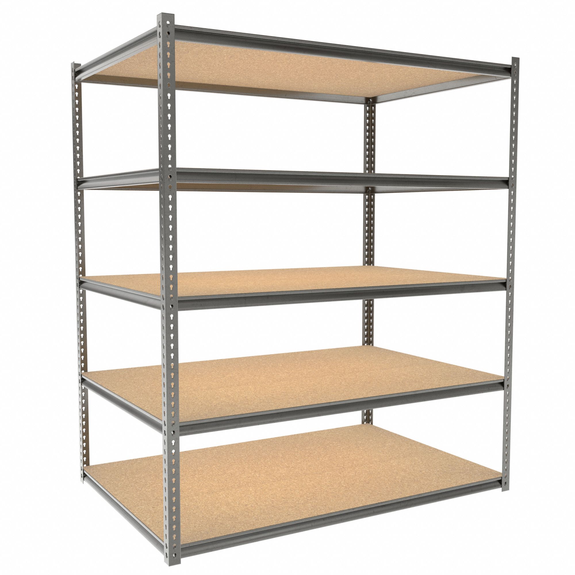 Boltless Shelving: Starter, Medium-Duty, 72 in x 48 in, 84 in Overall Ht, 5 Shelves, Open
