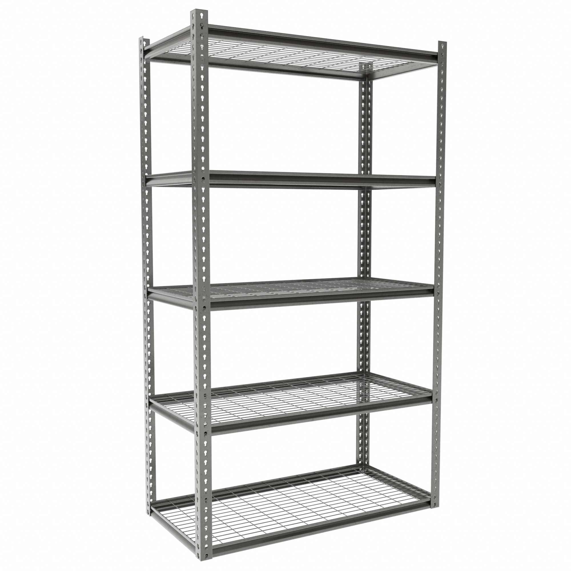 Boltless Shelving: Starter, Medium-Duty, 48 in x 24 in, 84 in Overall Ht, 5 Shelves, Steel