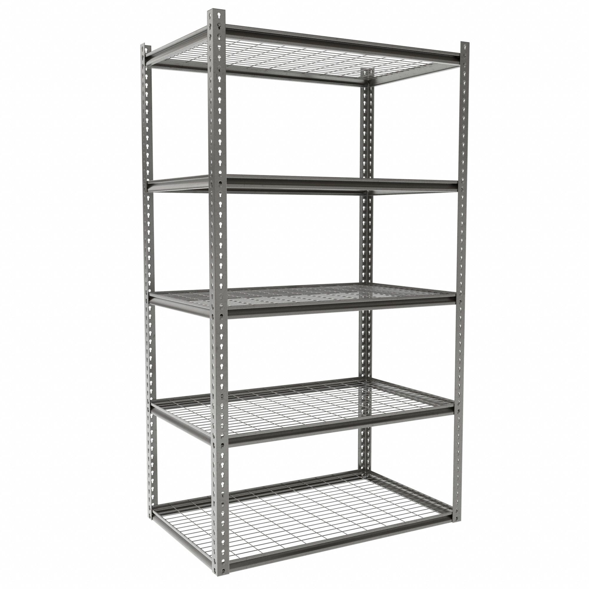 Boltless Shelving: Starter, Medium-Duty, 48 in x 30 in, 84 in Overall Ht, 5 Shelves, Steel