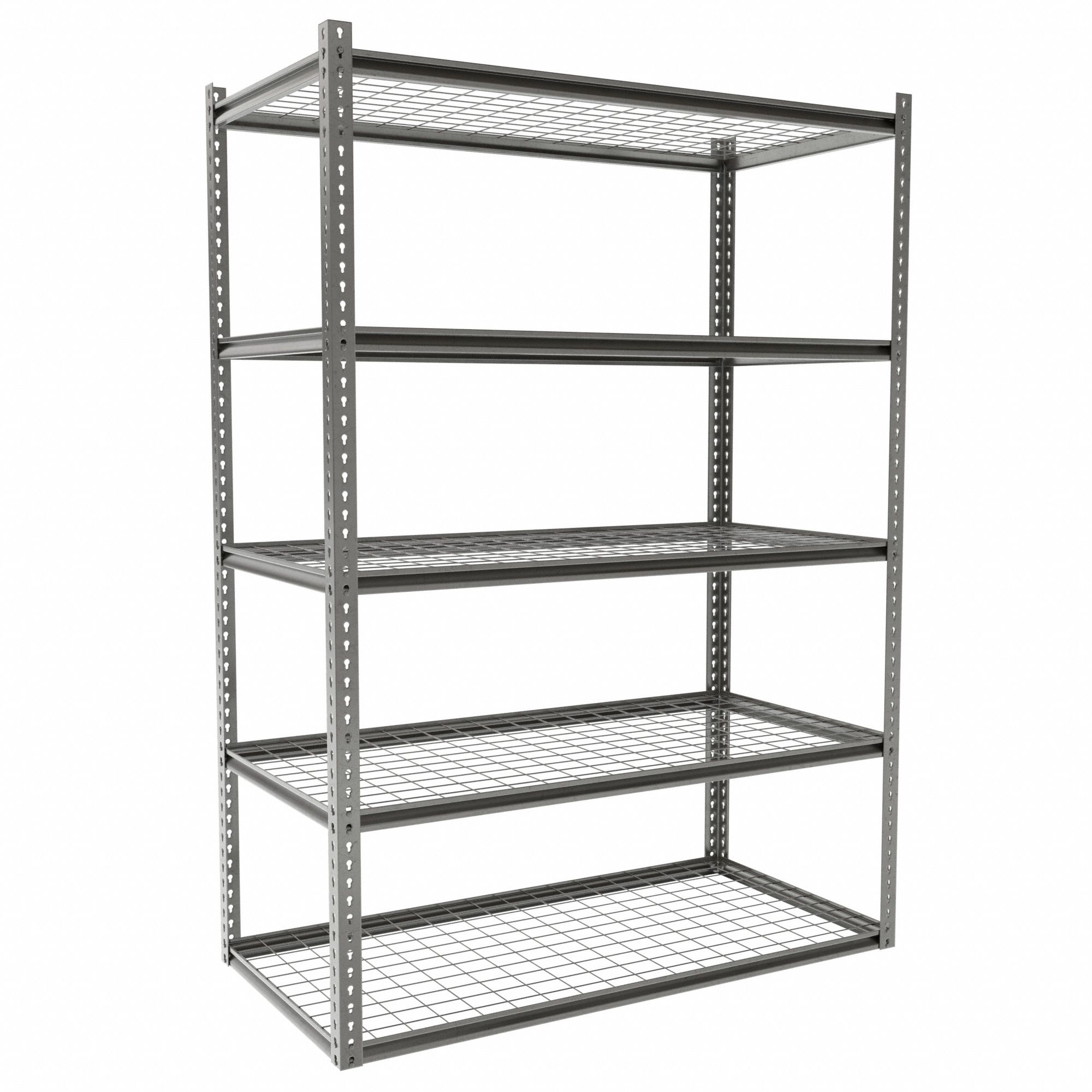 Boltless Shelving: Starter, Medium-Duty, 60 in x 30 in, 84 in Overall Ht, 5 Shelves, Steel