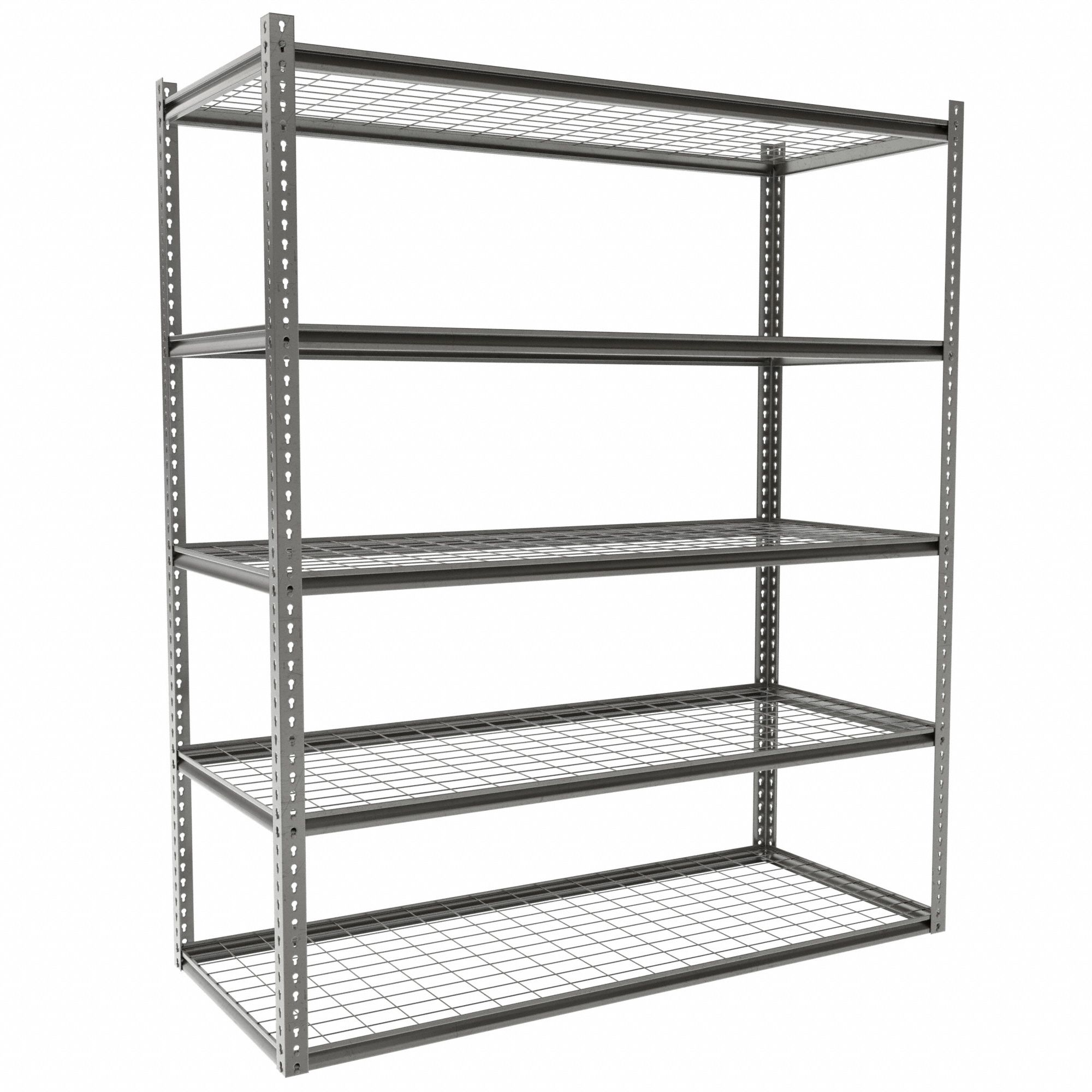 Boltless Shelving: Starter, Medium-Duty, 72 in x 30 in, 84 in Overall Ht, 5 Shelves, Steel