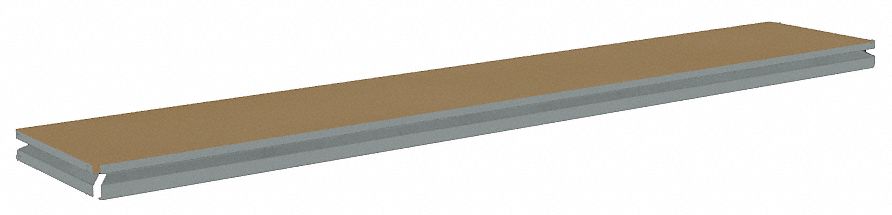 Shelf: 72 in   x 12 in, 600 lb Load Capacity, Particleboard, Gray, Shelf